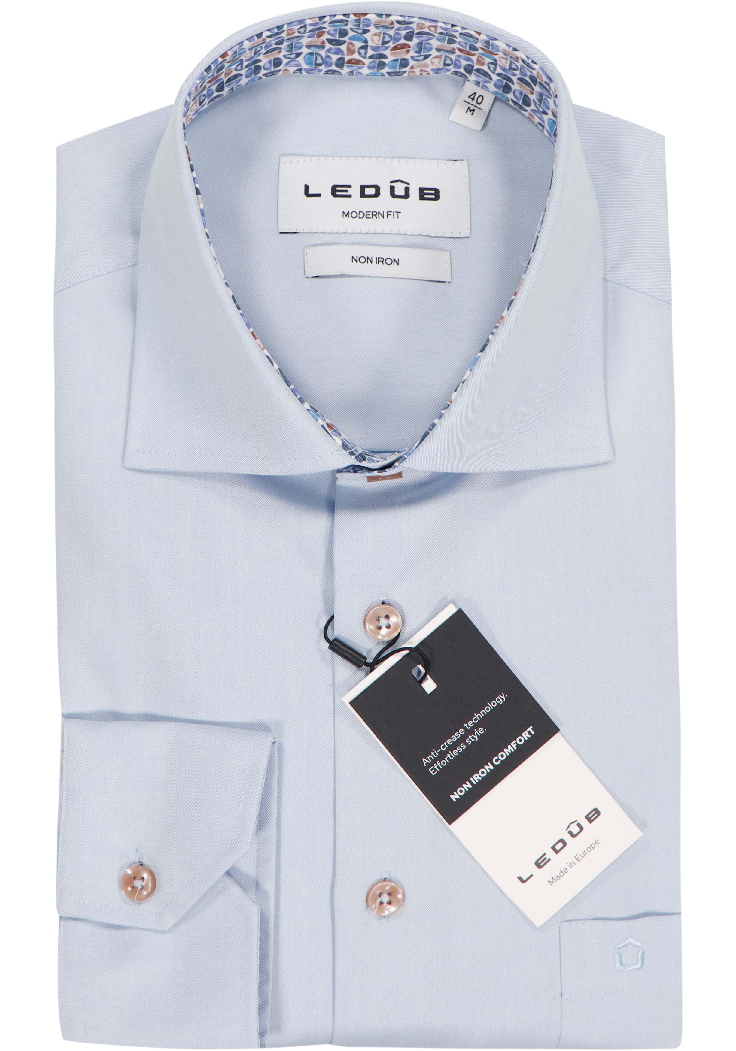 Ledub modern fit overhemd, popeline, lichtblauw