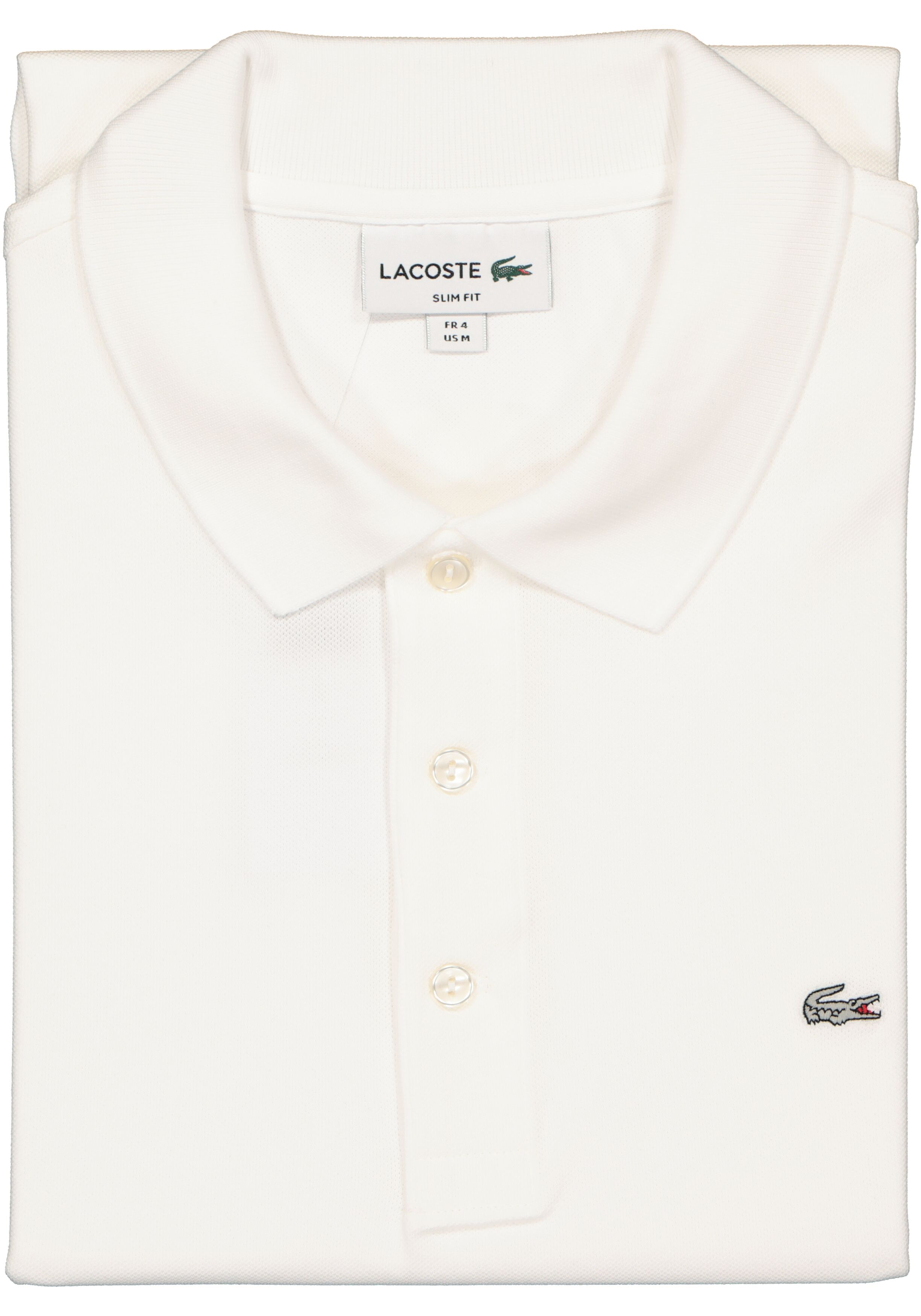 Lacoste stretch slim fit polo, heren polo extra getailleerd, wit
