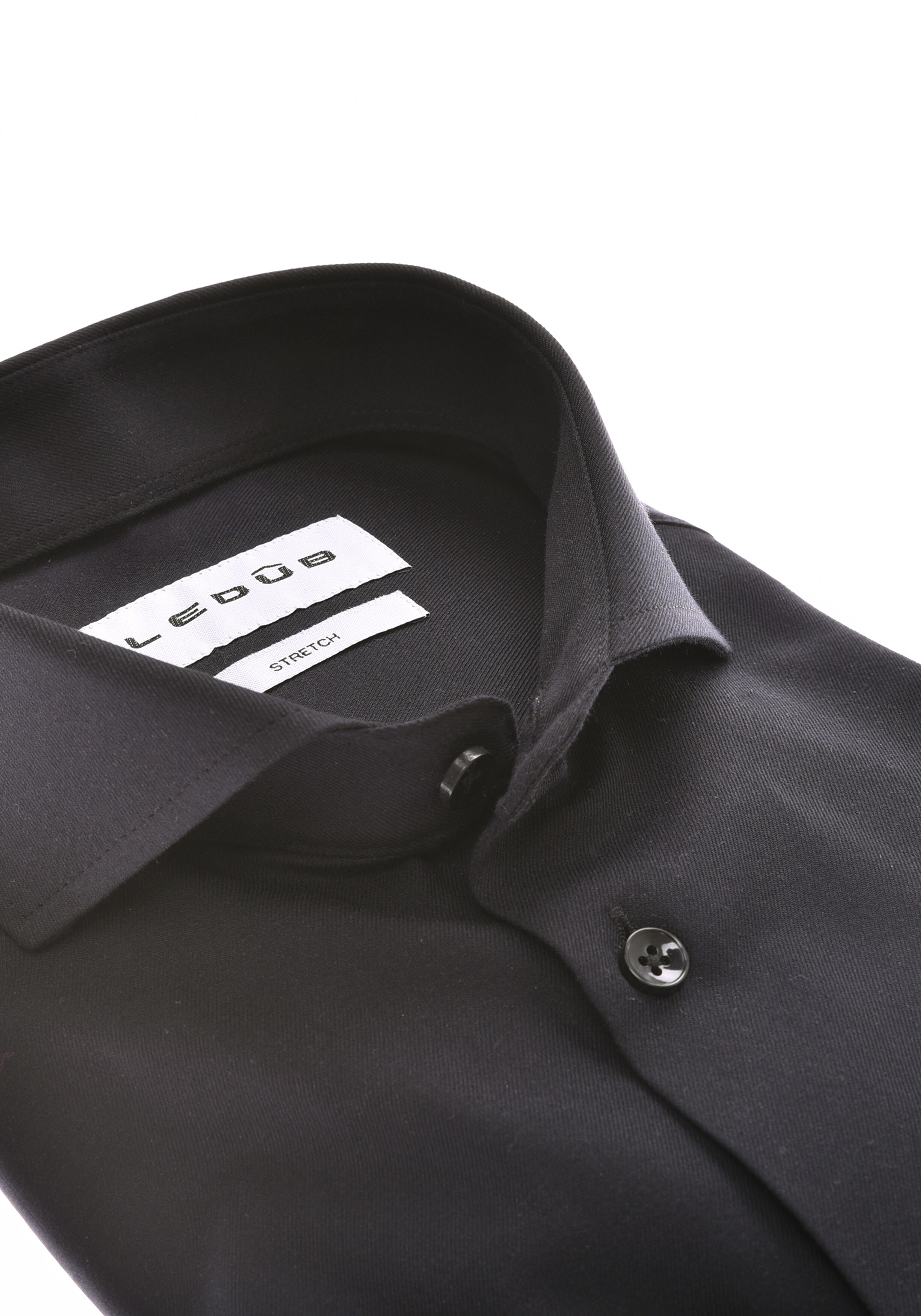 Ledub slim fit overhemd, popeline, zwart
