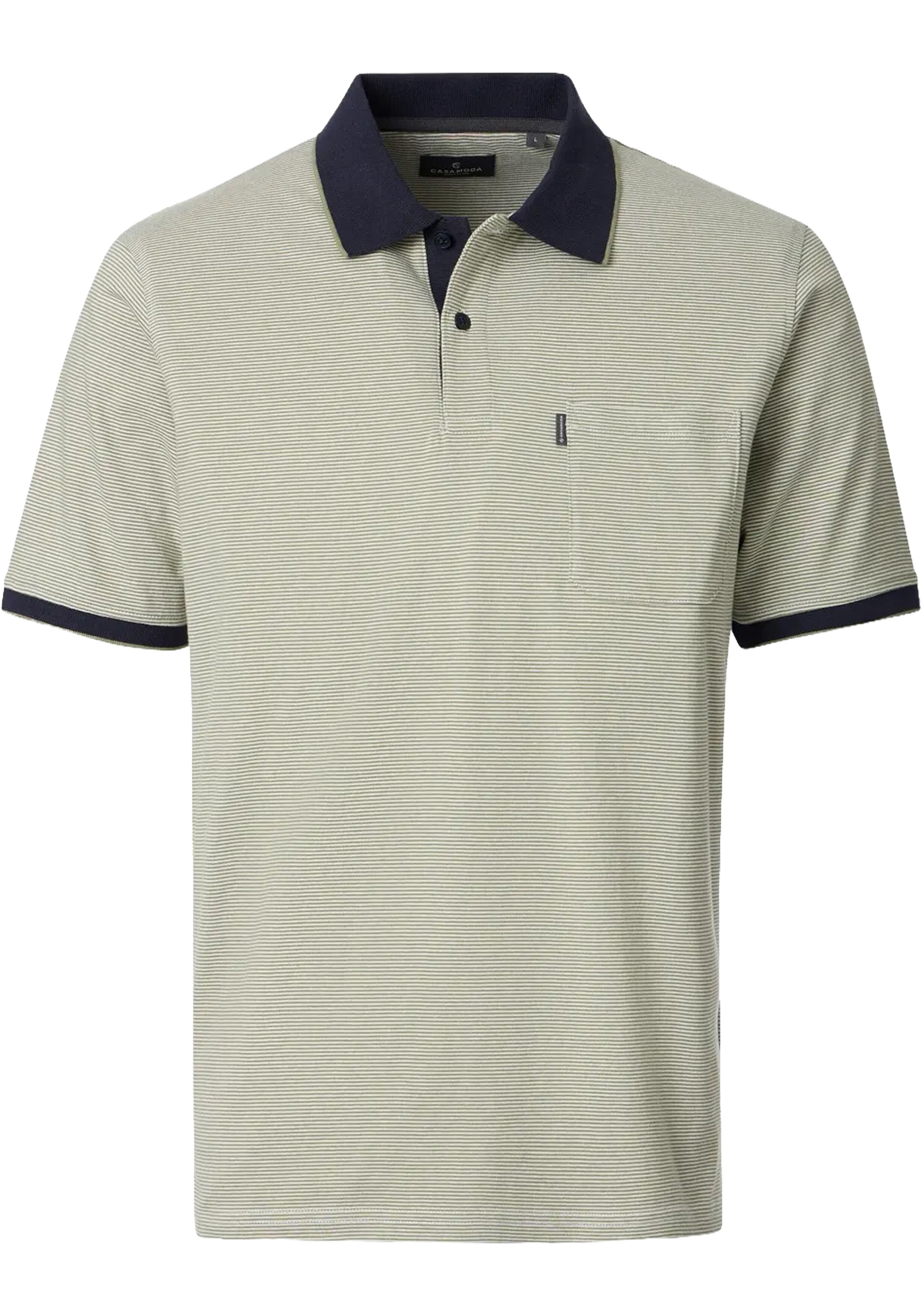 CASA MODA comfort fit heren polo, groen dessin