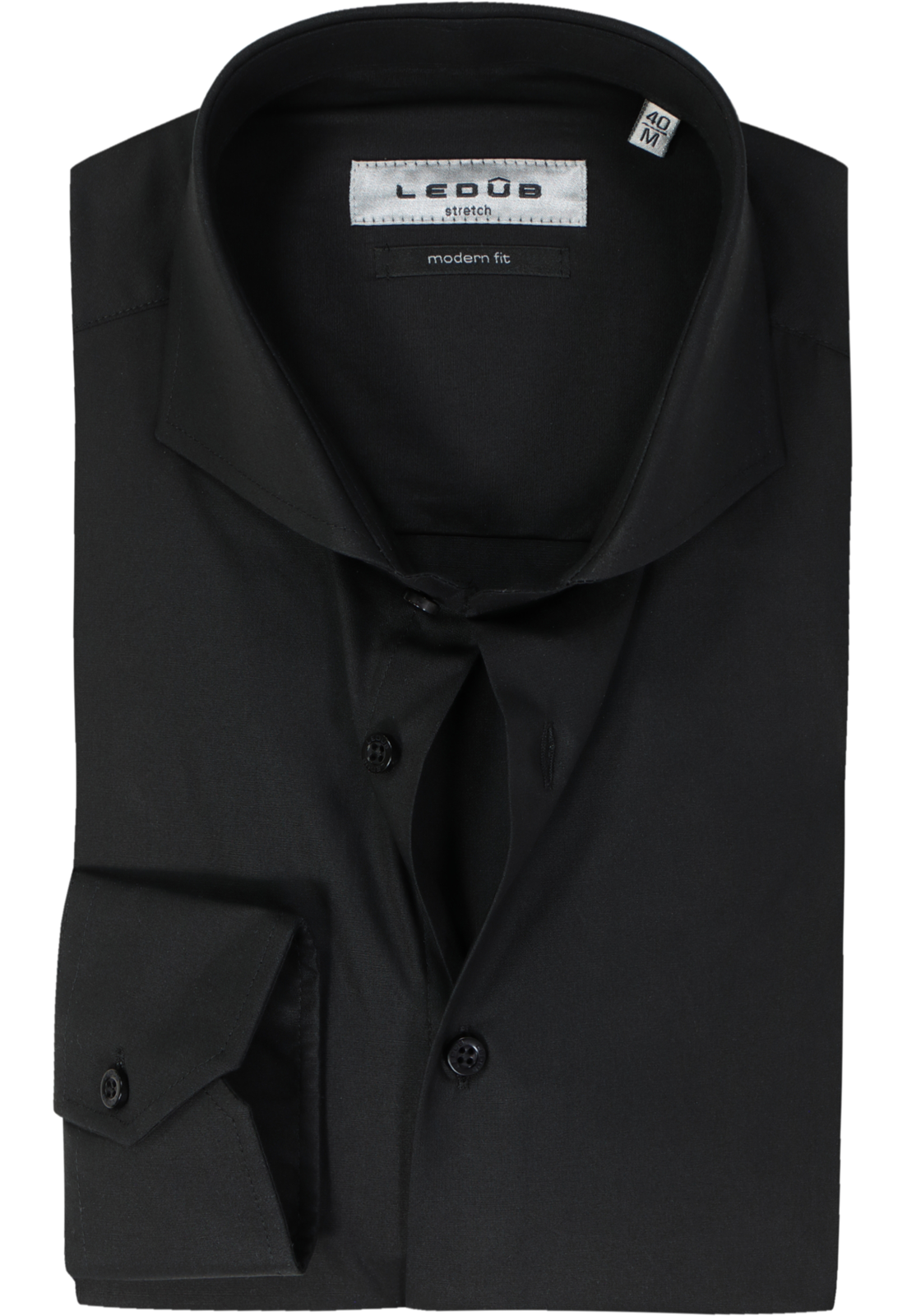 Ledub modern fit overhemd, zwart stretch Ledub modern fit overhemd, zwart stretch