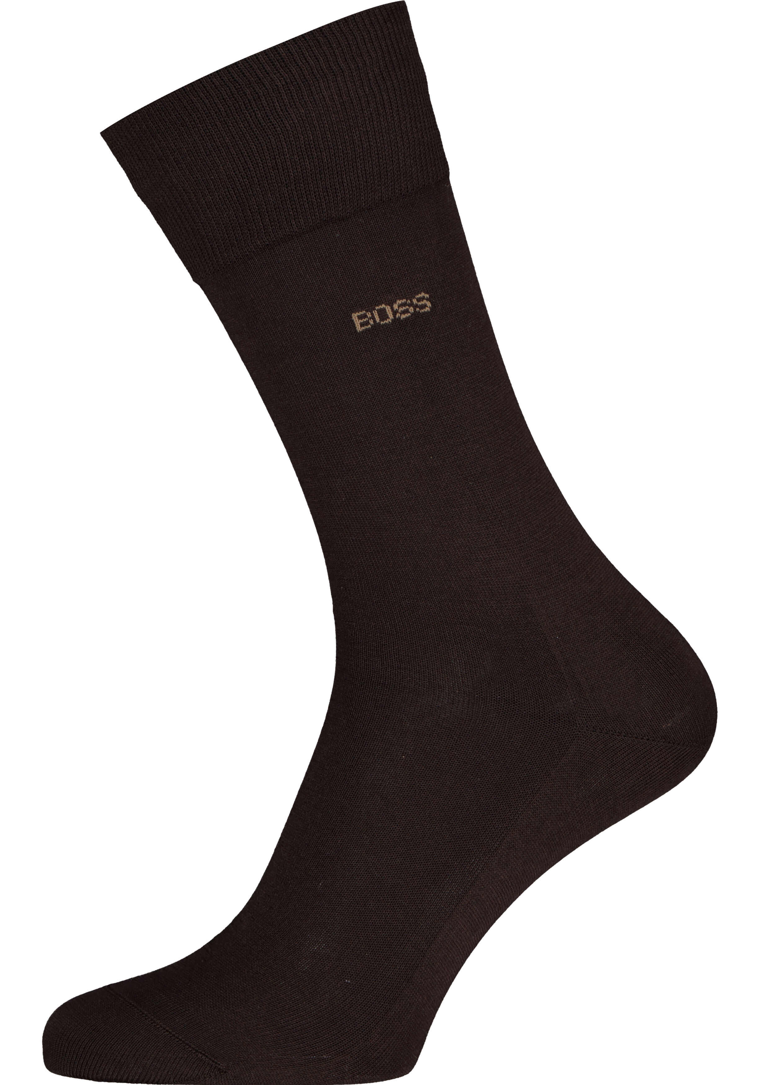BOSS George uni (1-pack), herensokken katoen, donkerbruin