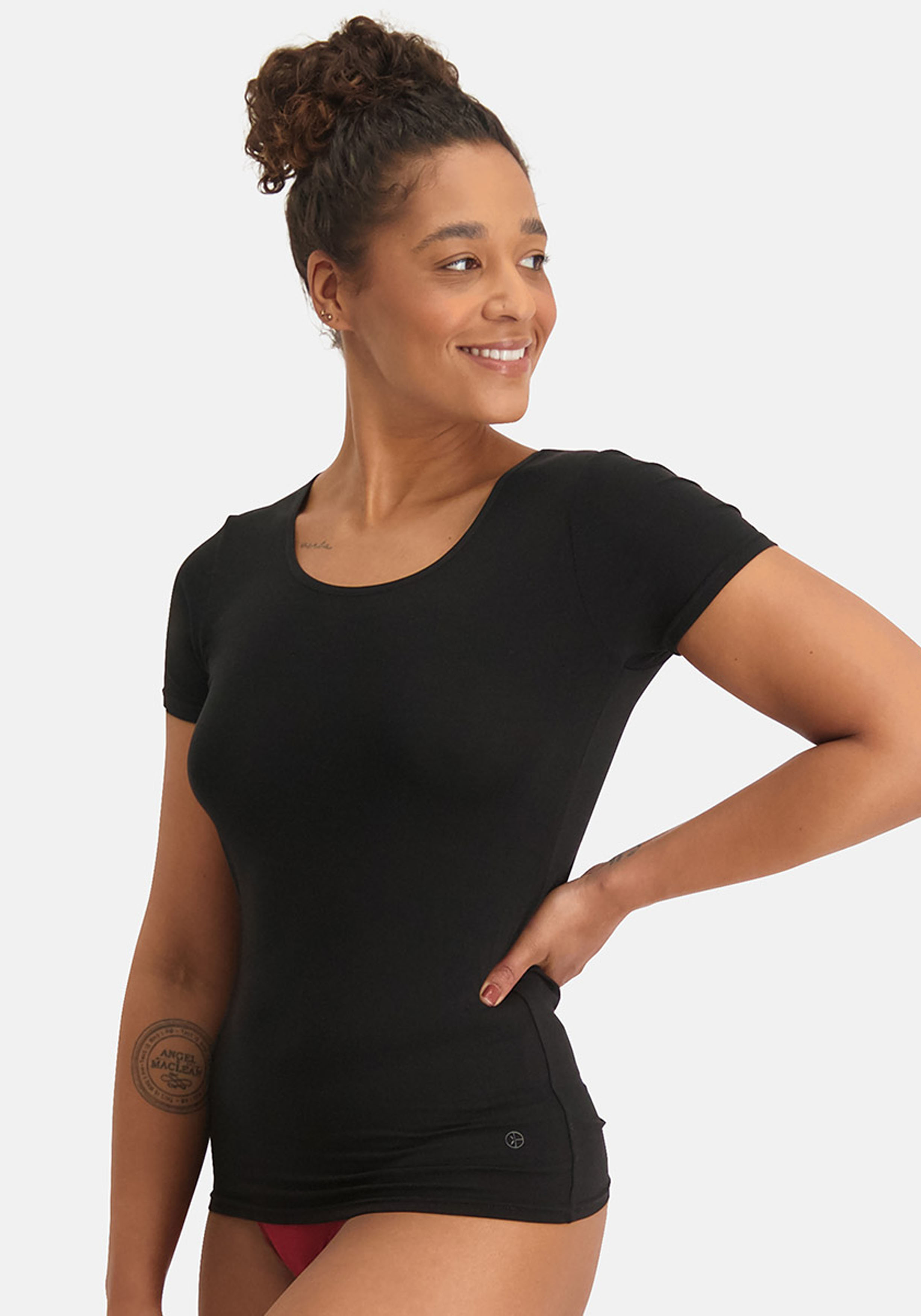 Bamboo Basics Kyra T-shirt (2-pack), dames T-shirt, zwart