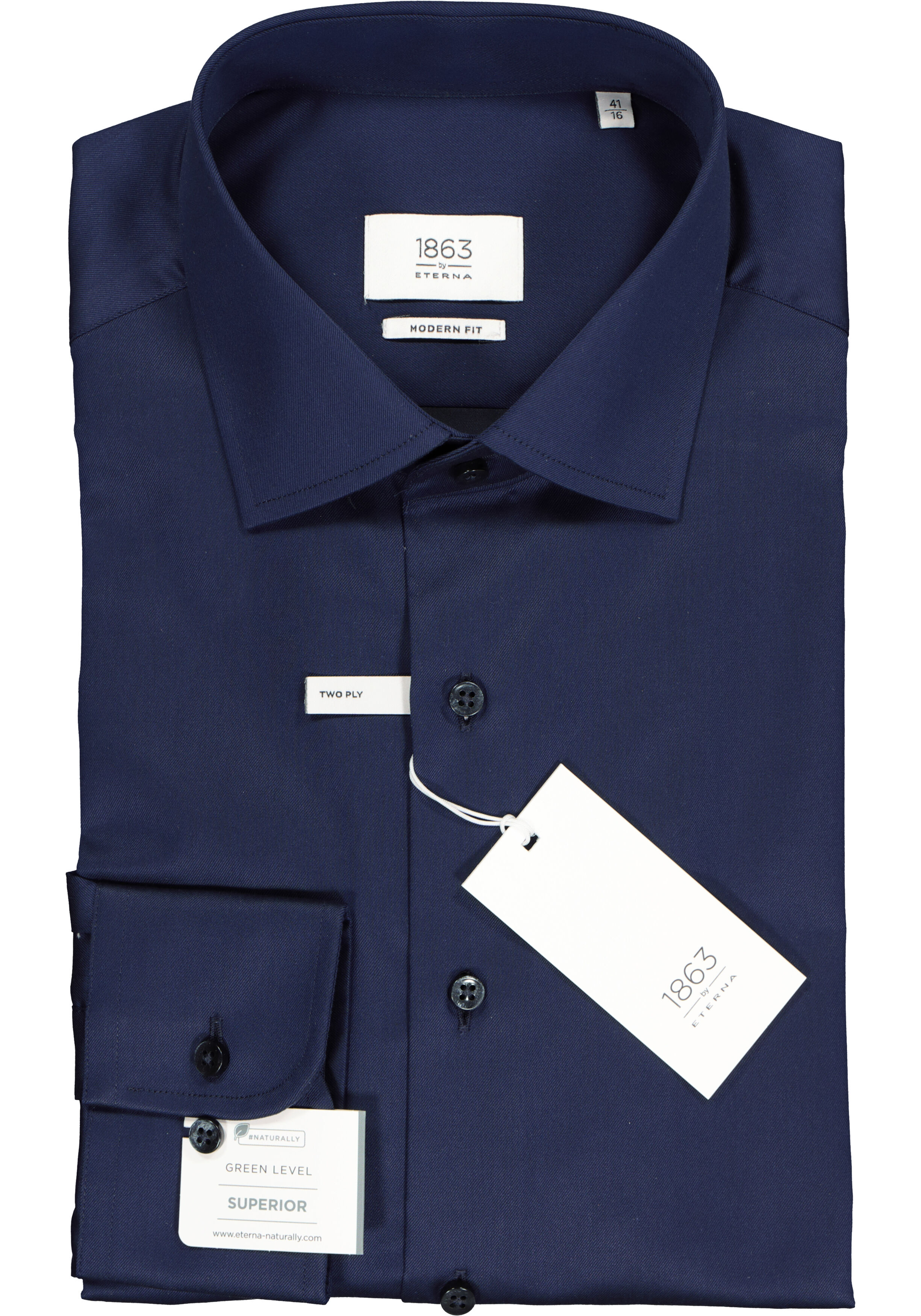 ETERNA 1863 modern fit premium overhemd, 2-ply twill heren overhemd, donkerblauw