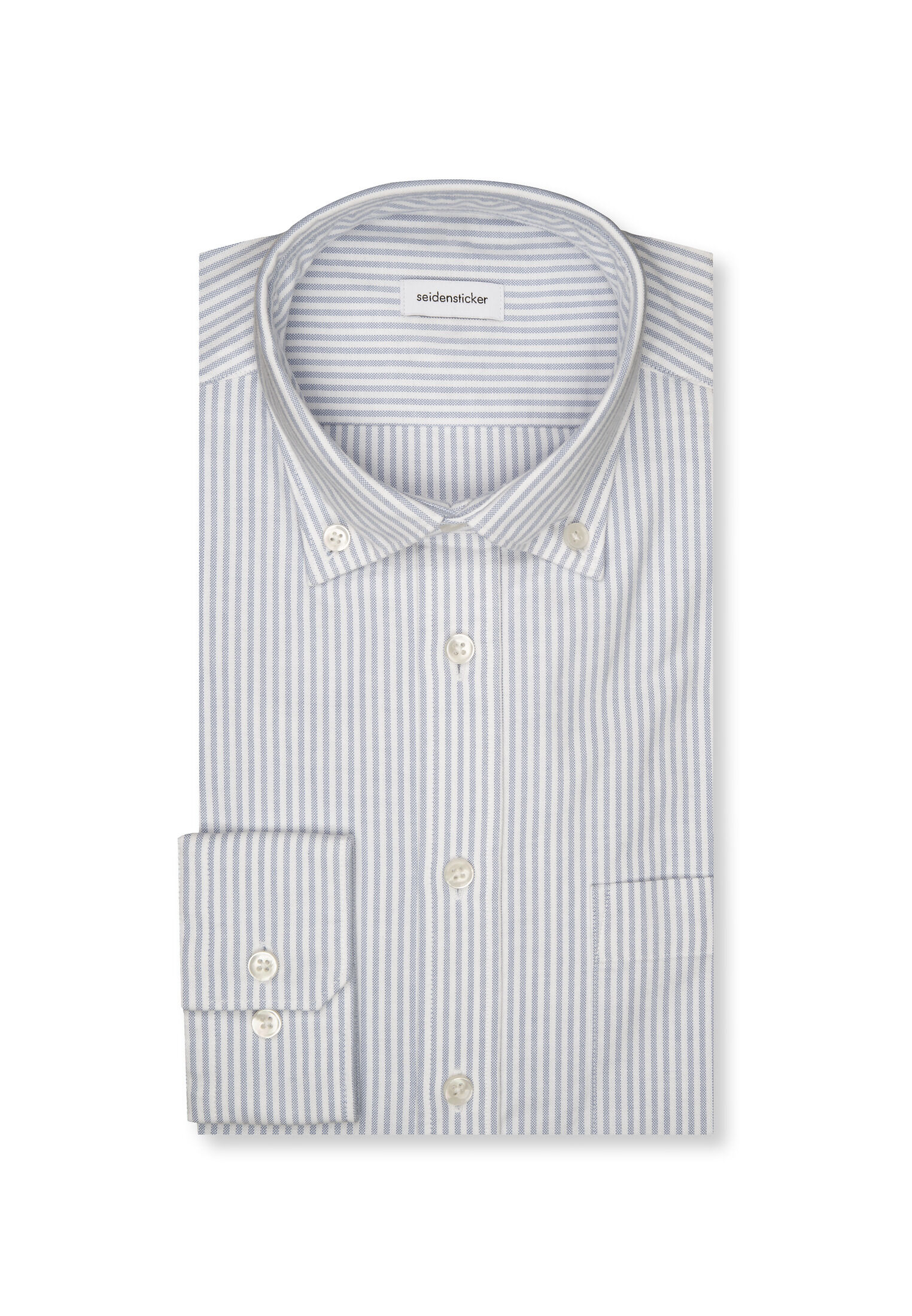 Seidensticker slim fit overhemd, popeline, blauw gestreept
