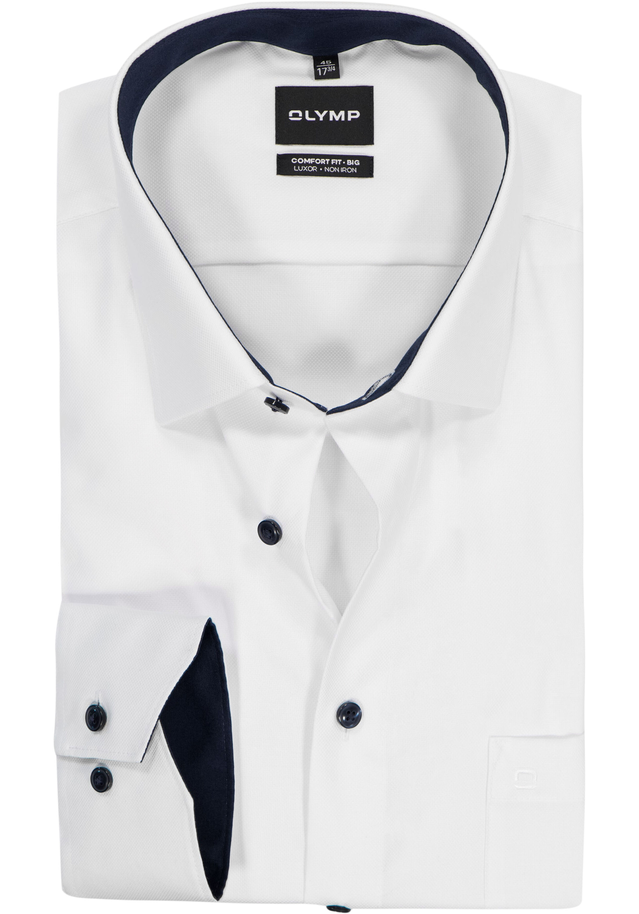 OLYMP Luxor comfort fit Big overhemd, natte, wit