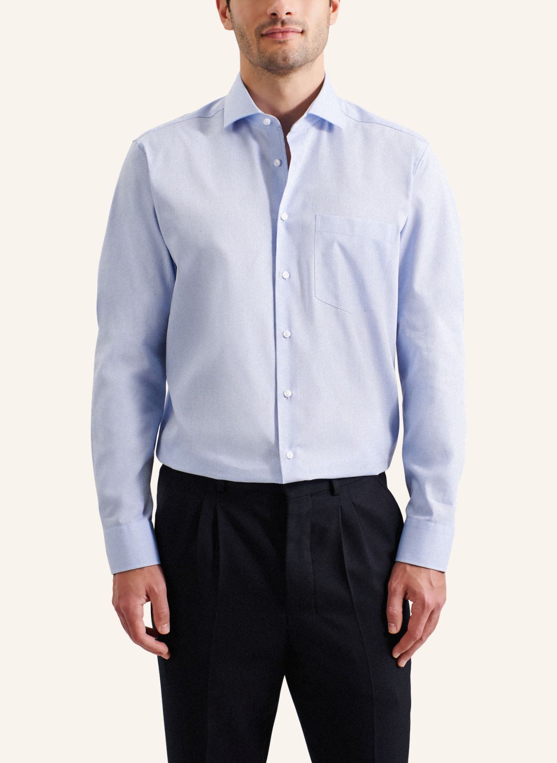 Seidensticker regular fit overhemd, popeline, blauw