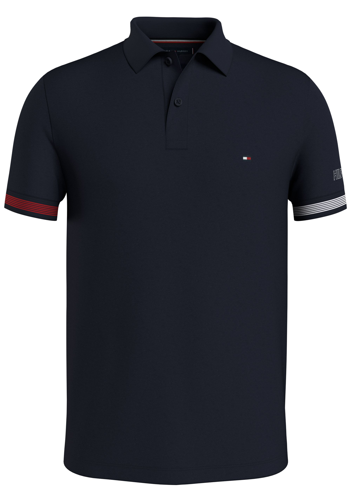 image_2_MW0MW34780DW5_F_C4101wid2000amphei2000ampop_usm1710 Tommy Hilfiger Flag Cuff Slim Polo, heren poloshirt, donkerblauw