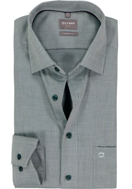 OLYMP Luxor comfort fit overhemd, structuur, donkergroen OLYMP Luxor comfort fit overhemd, structuur, donkergroen