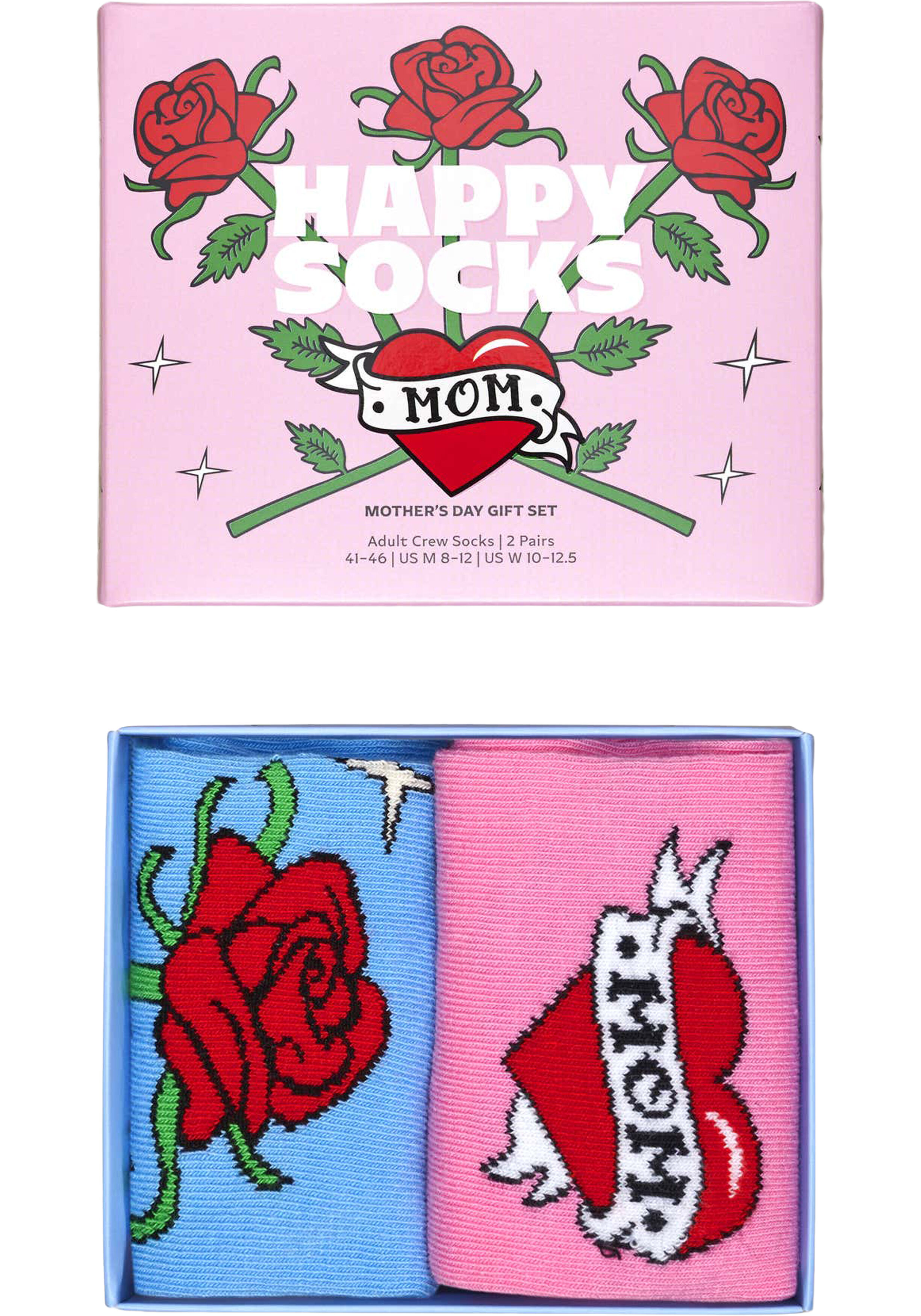 Happy Socks Mother's Day Socks Gift Set (2-pack), unisex sokken in cadeauverpakking, roze