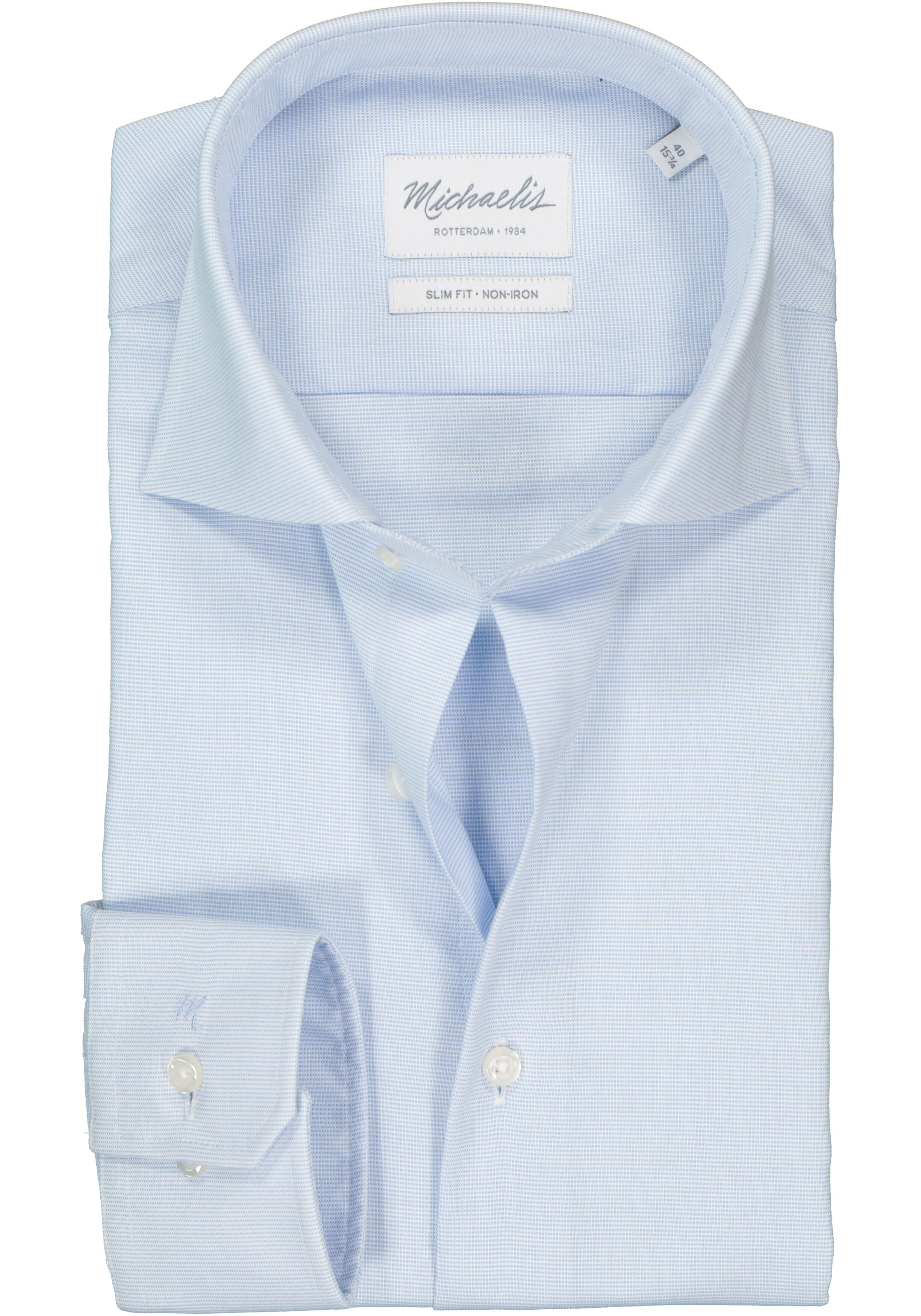 Michaelis slim fit overhemd, basket weave, lichtblauw