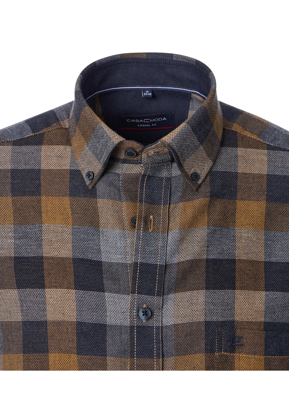 CASA MODA Sport casual fit overhemd, dobby, geel geruit - 444309700-500 CASA MODA Sport casual fit overhemd, dobby, geel geruit - 444309700-500