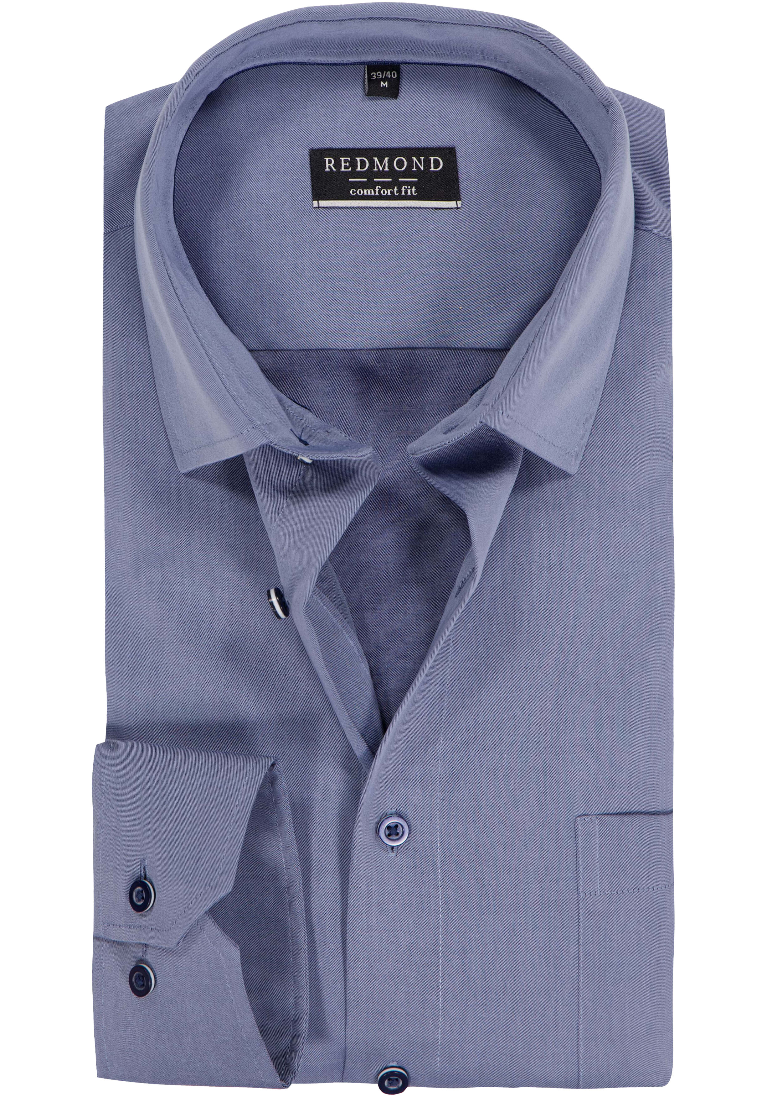 Redmond comfort fit overhemd, popeline, blauw