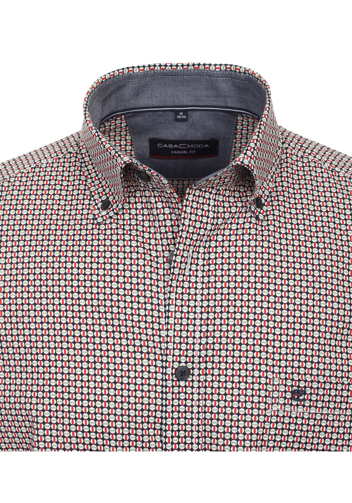 CASA MODA Sport casual fit overhemd, korte mouw, popeline, rood dessin - 944268000-400 CASA MODA Sport casual fit overhemd, korte mouw, popeline, rood dessin - 944268000-400