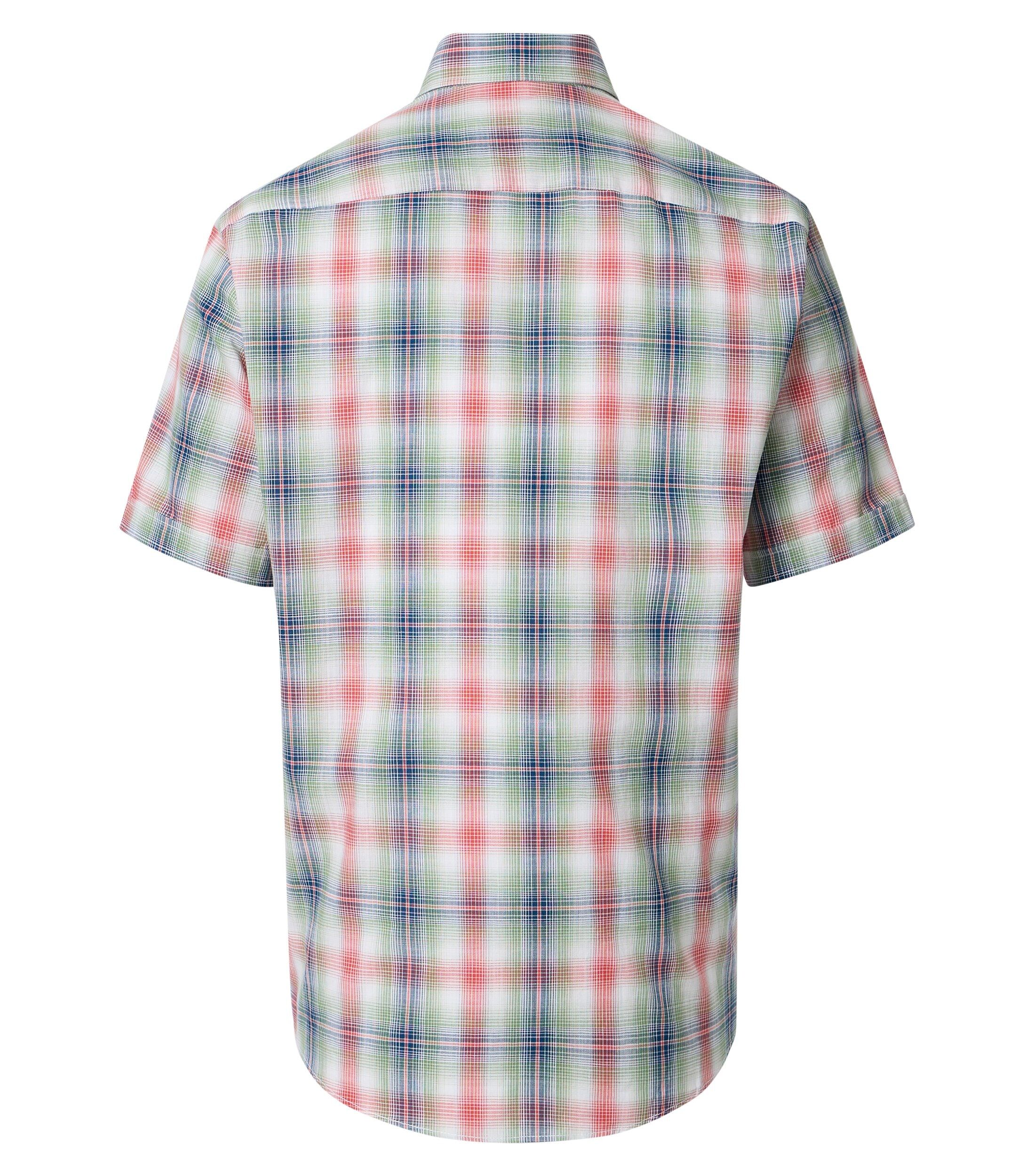 CASAMODA Sport comfort fit overhemd, korte mouw, chambray, wit, rood, groen, blauw geruit