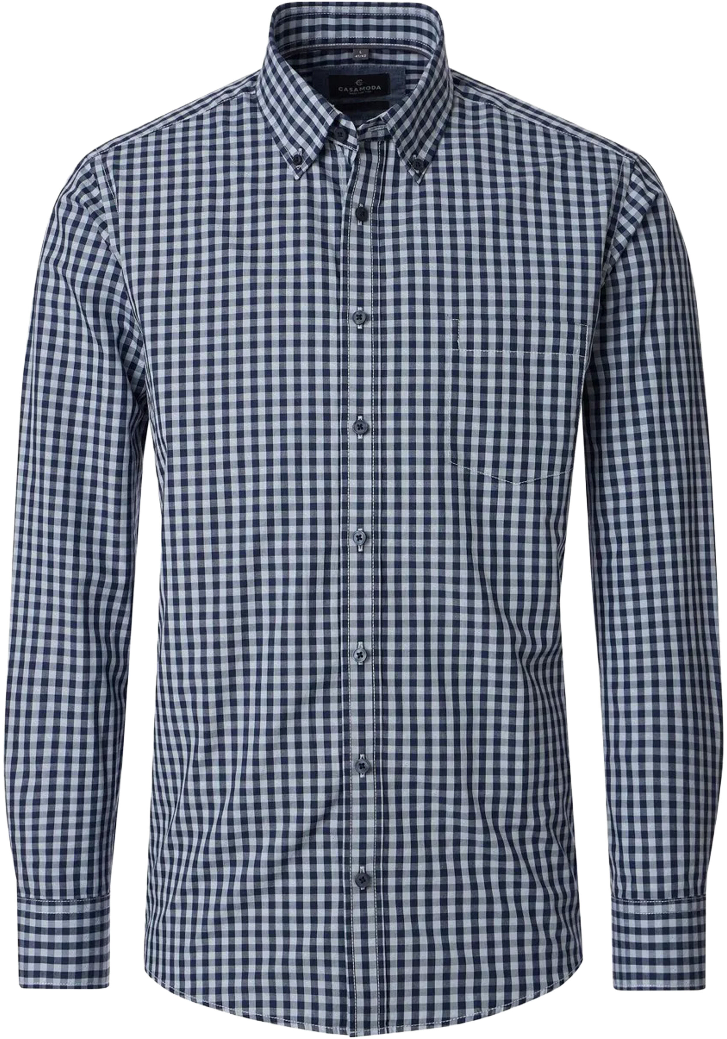 CASA MODA Sport casual fit overhemd, dobby, licht- en donkerblauw geruit