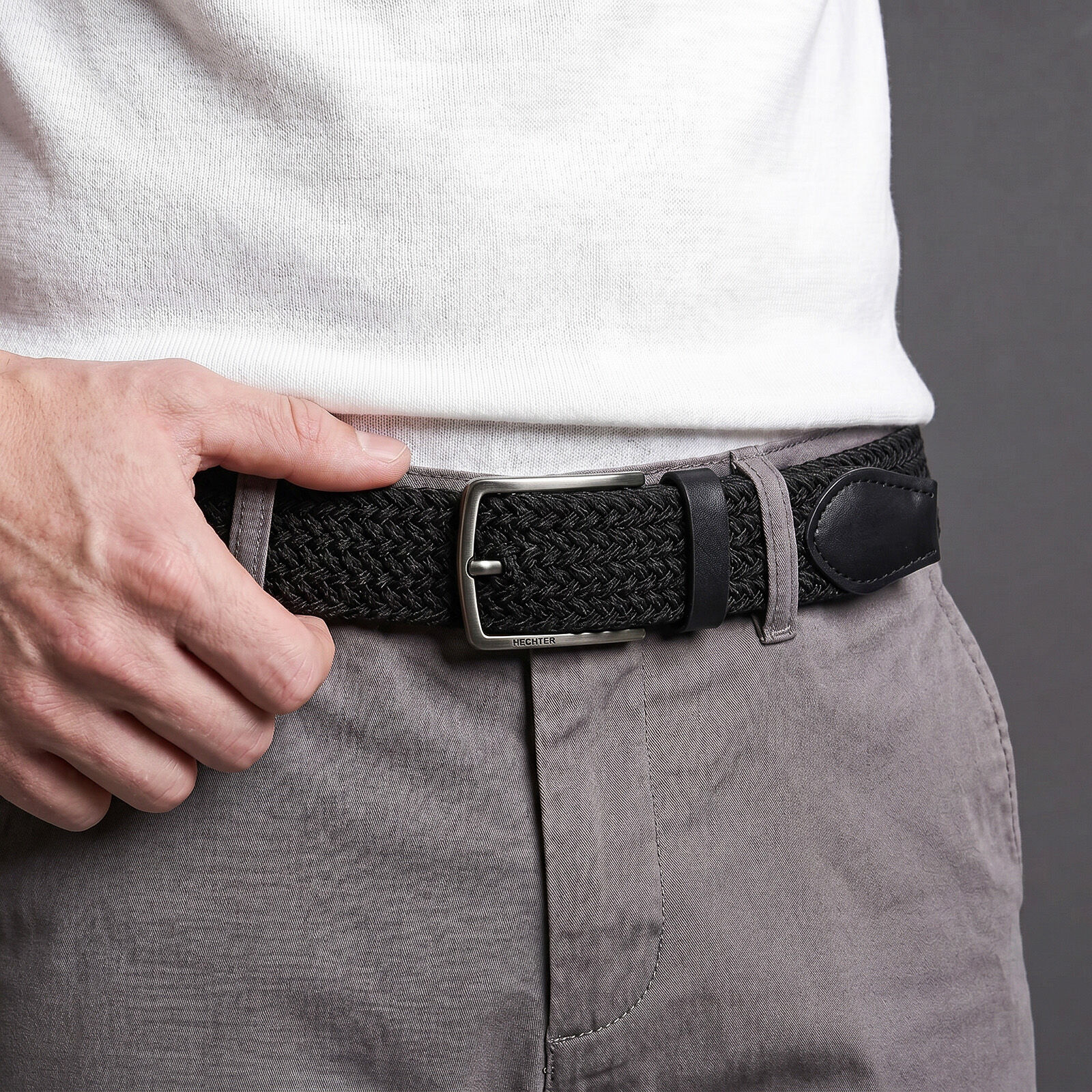 HECHTER elastische heren riem, zwart