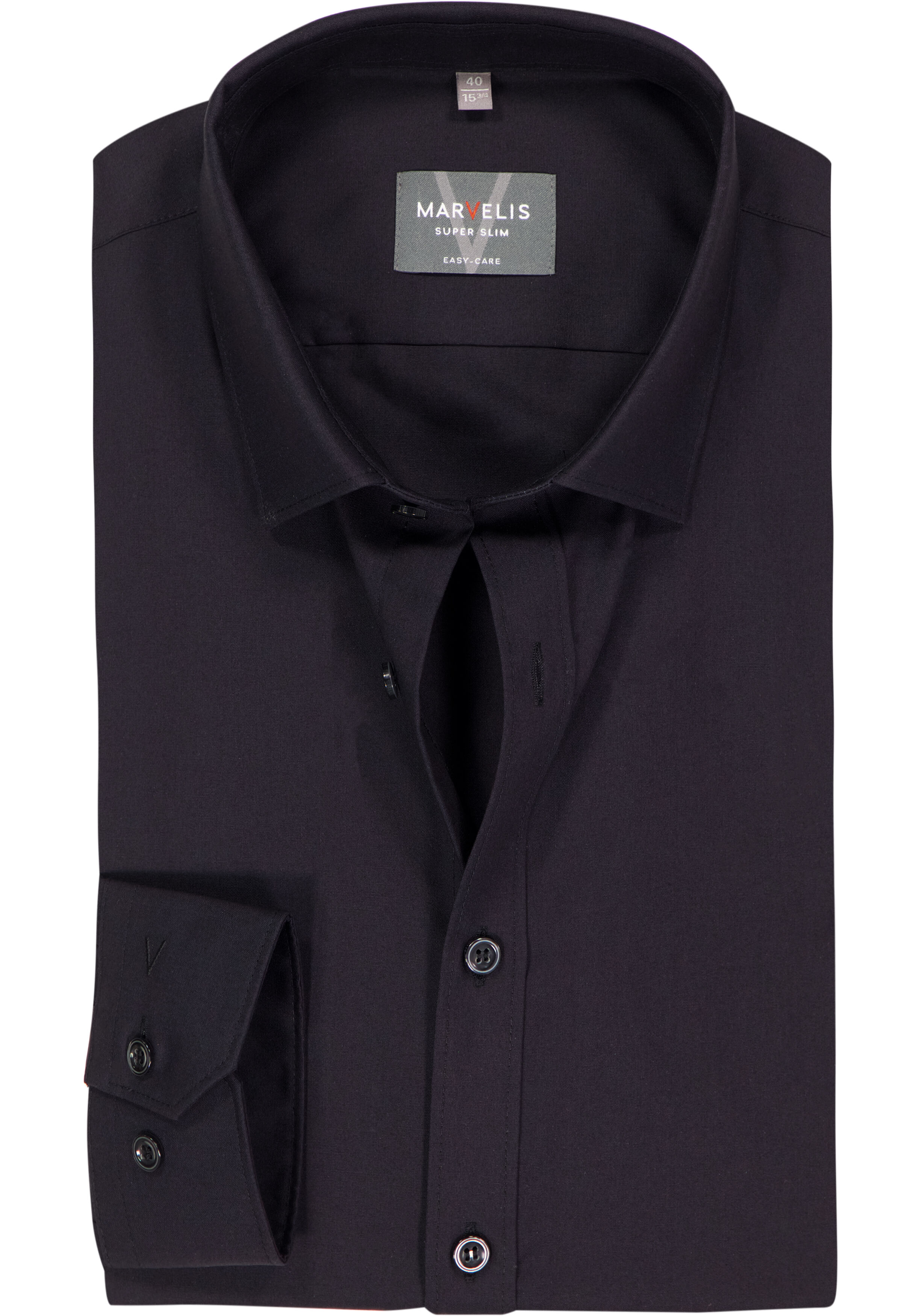 MARVELIS super slim fit overhemd, popeline, zwart