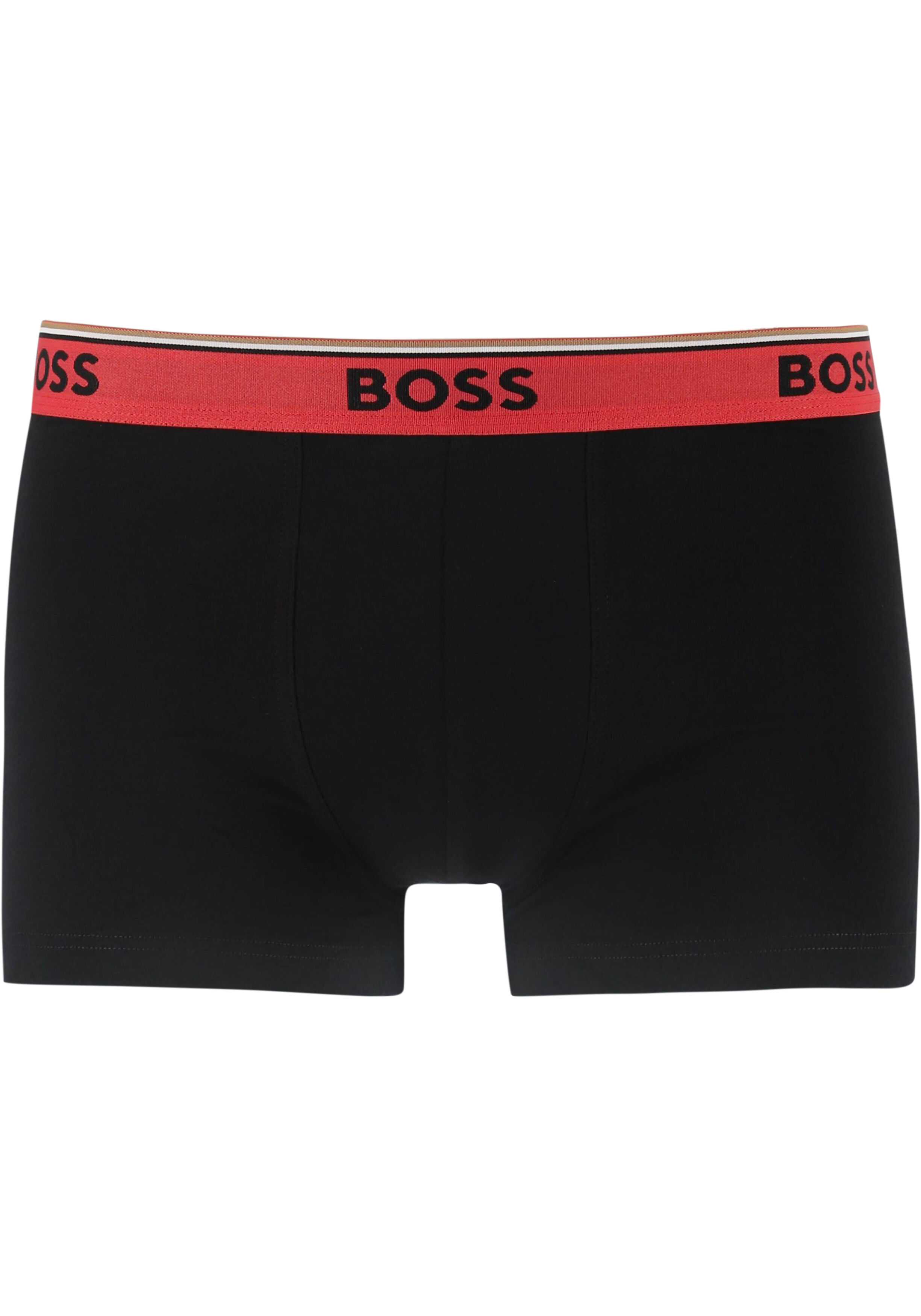 HUGO BOSS Power trunks (3-pack), heren boxers kort, zwart met gekleurde tailleband