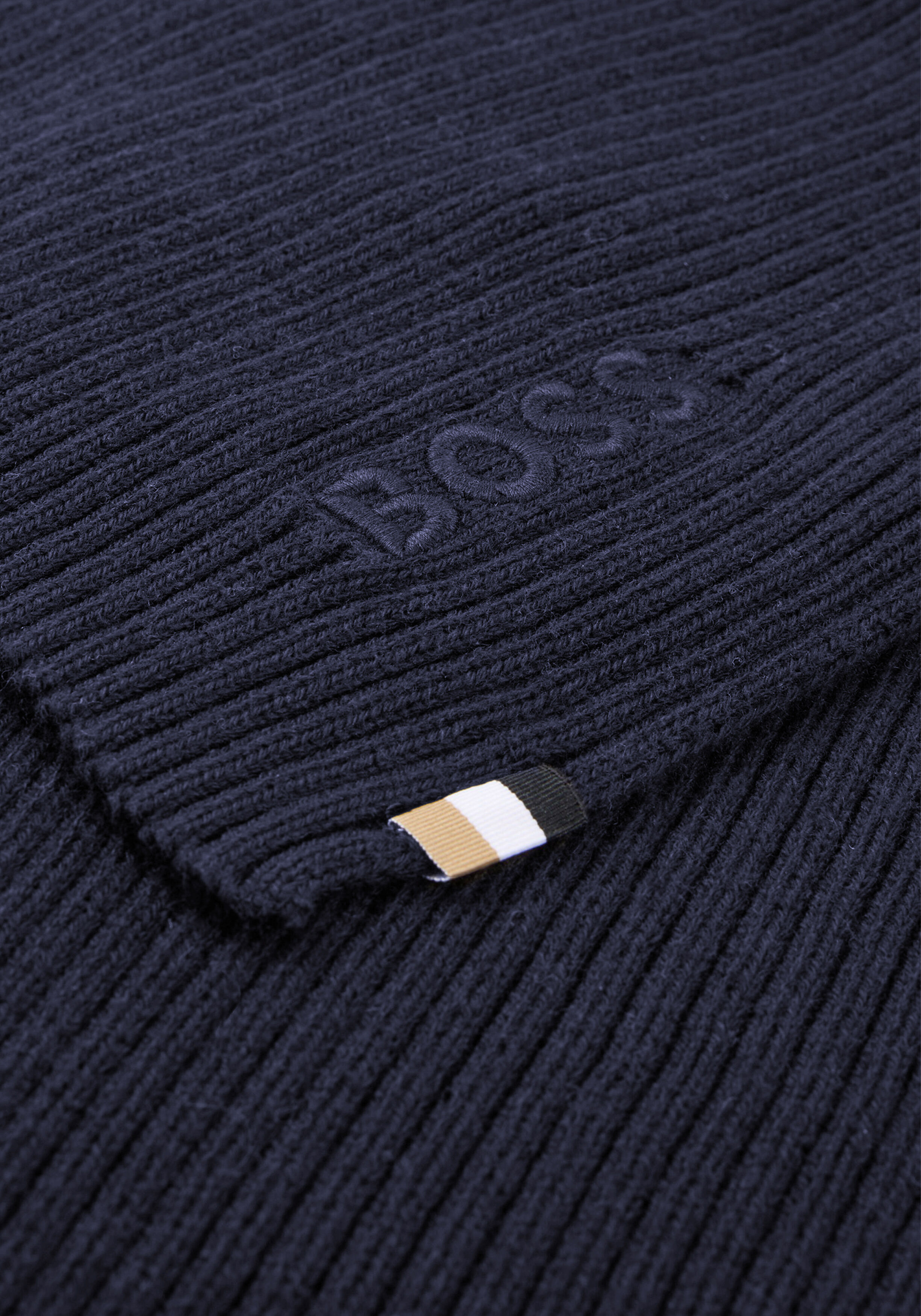 BOSS Magico sjaal katoen met wolmengsel, heren sjaal gebreid, donkerblauw