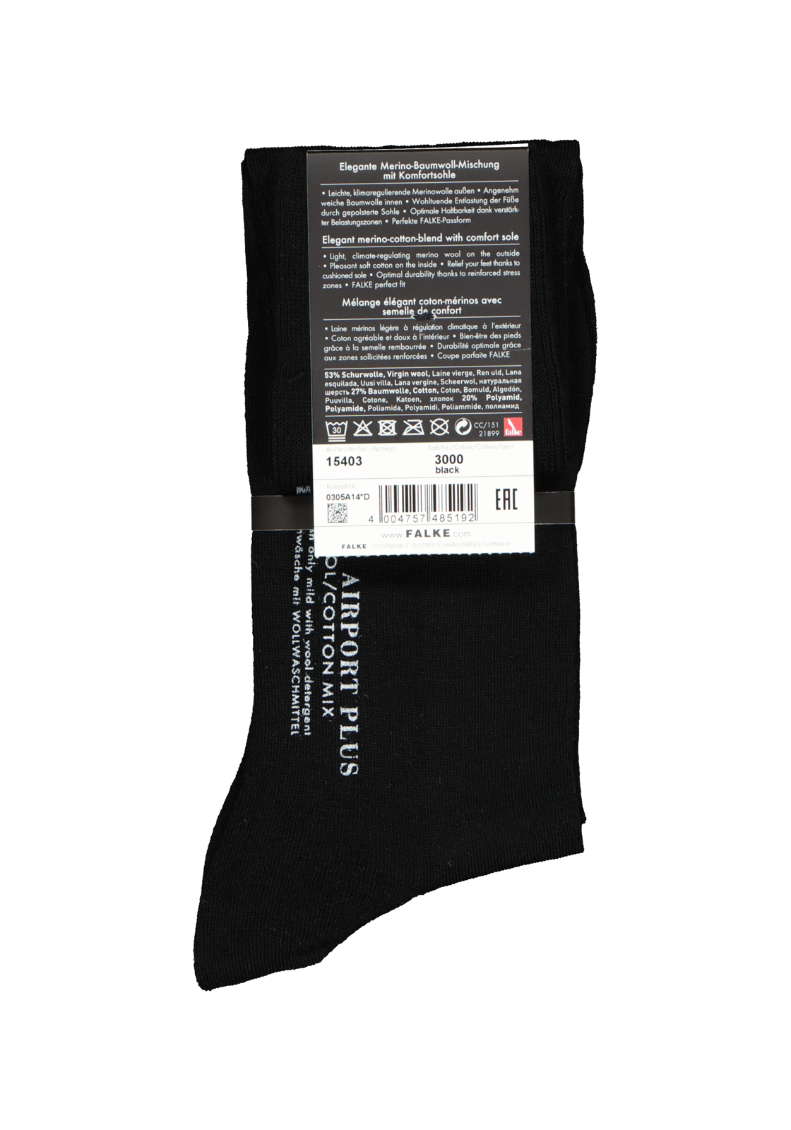 4-4004757485192_falke_kniekousen__HR FALKE Airport Plus heren kniekousen, zwart (black)