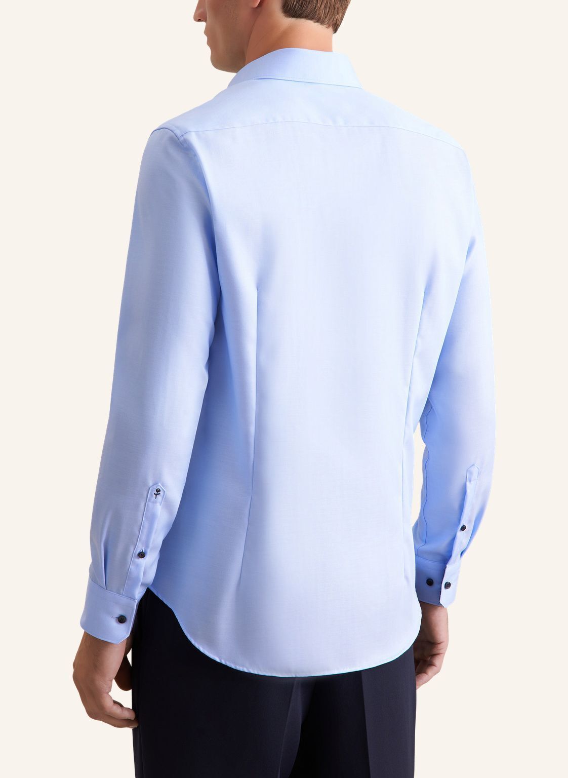 Seidensticker slim fit overhemd, mouwlengte 7, popeline, blauw