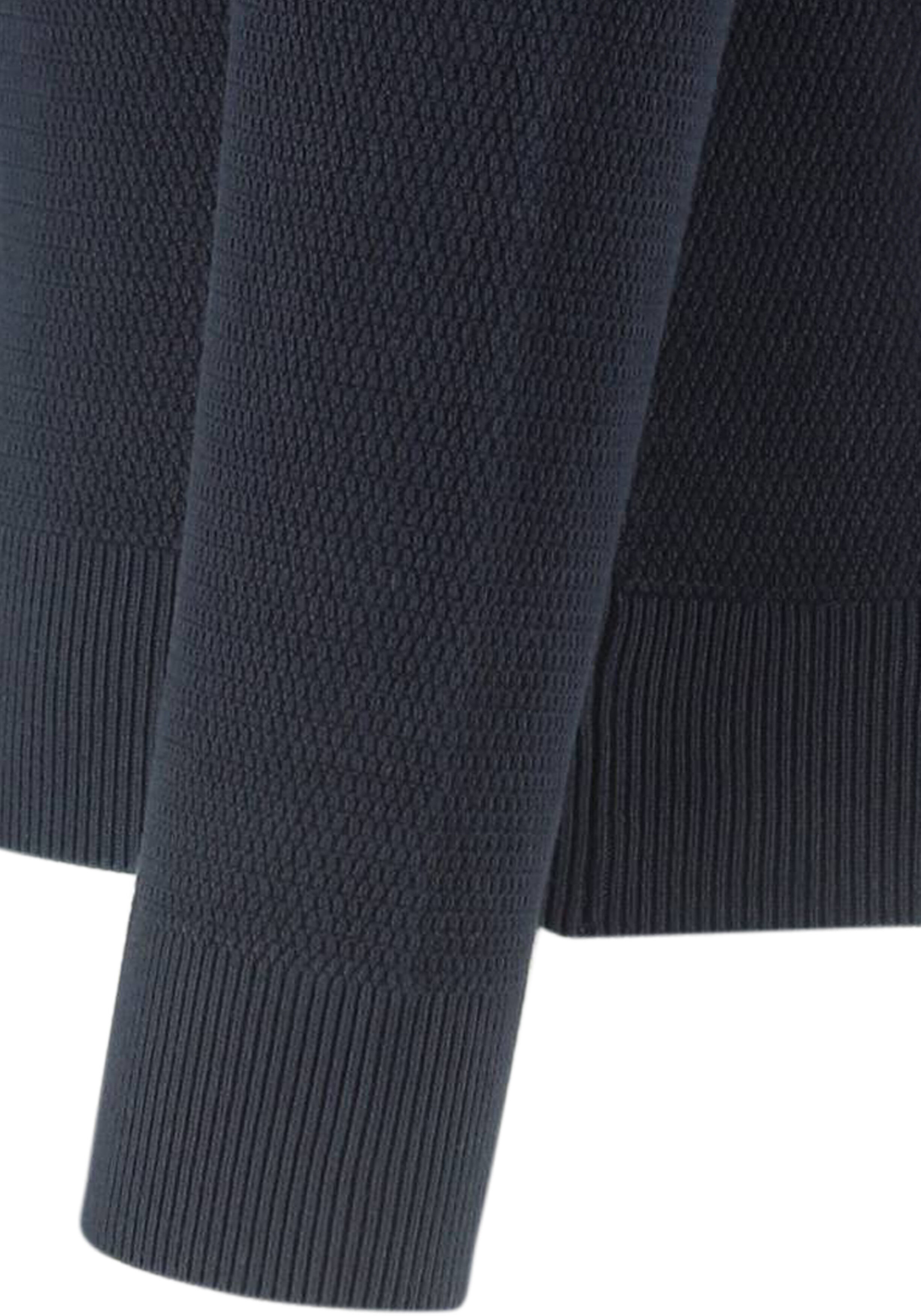 Profuomo heren trui katoen, slim fit trui met korte rits, donkerblauw