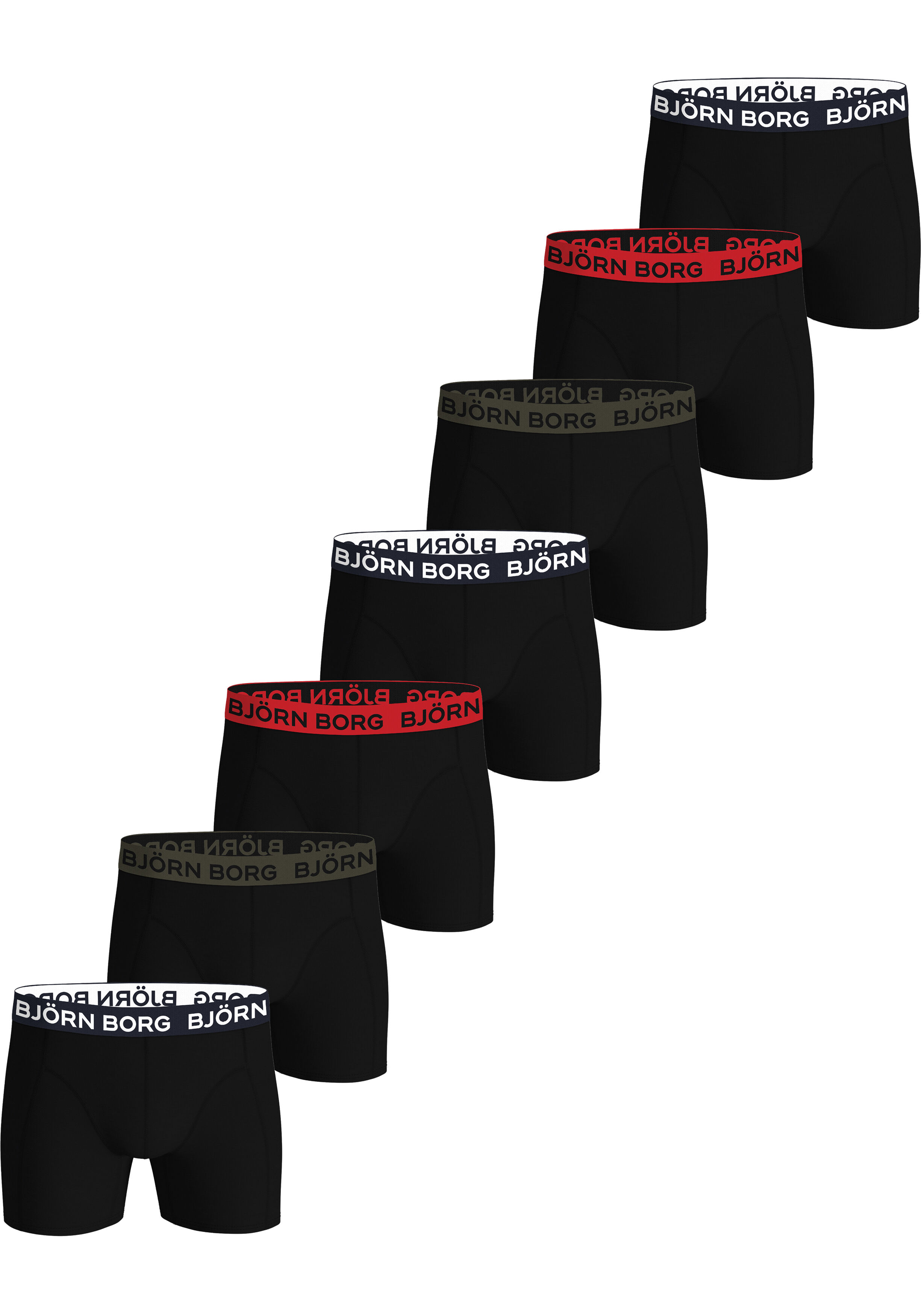 Bjorn Borg Cotton Stretch boxers, heren boxers normale lengte (7-pack), zwart, zwart, zwart, zwart, zwart, zwart, zwart