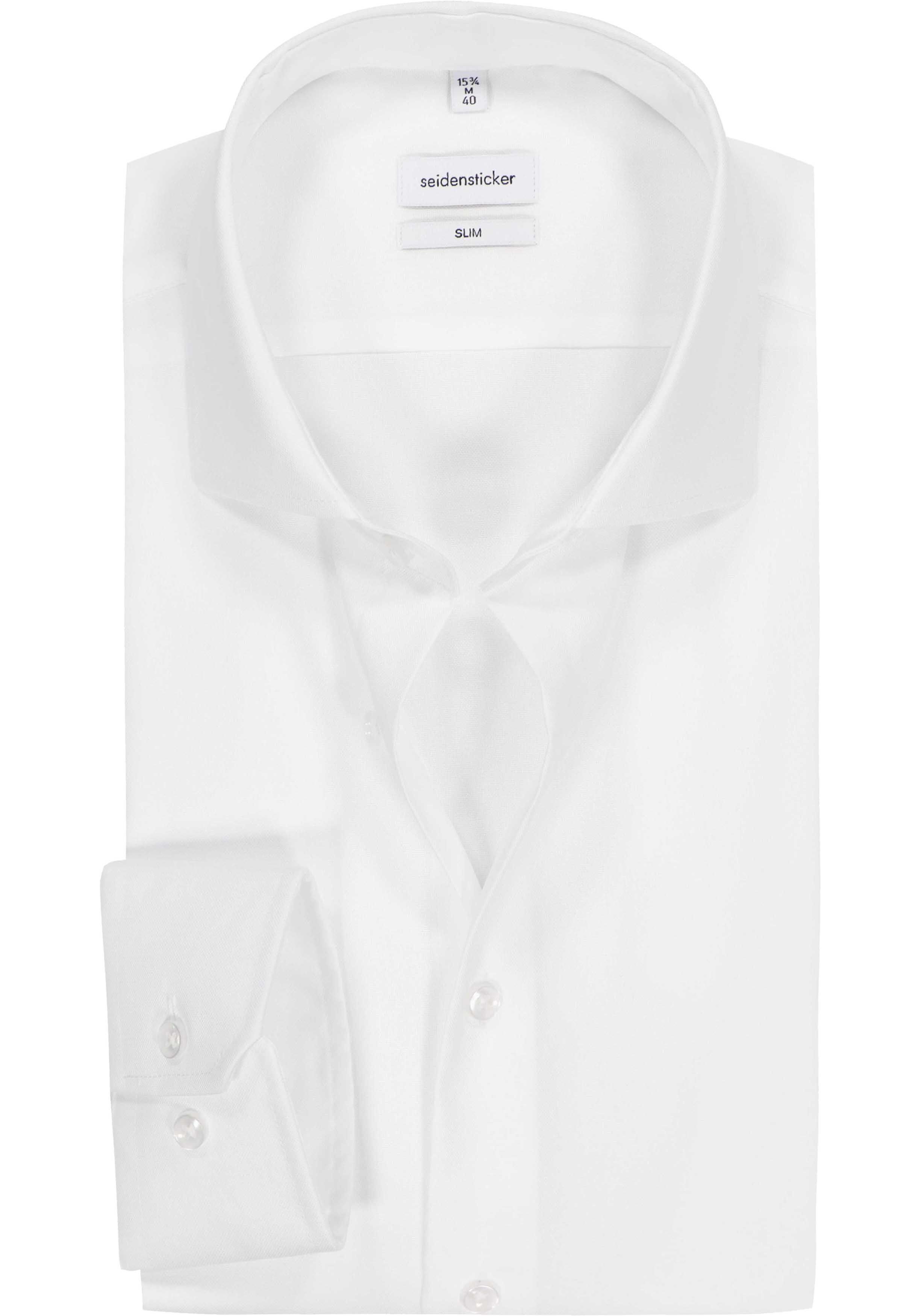 Seidensticker slim fit overhemd, wit fijn Oxford