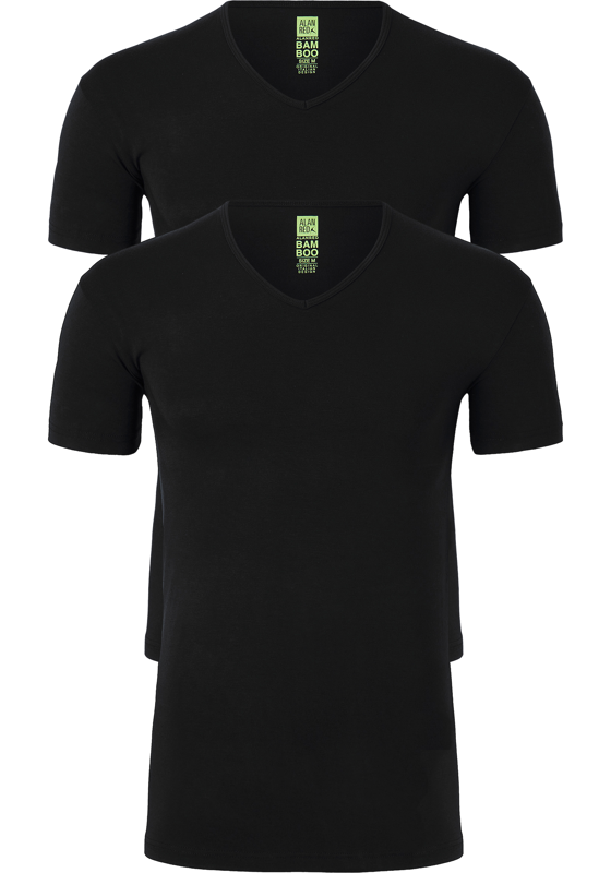 ALAN RED T-shirts Baltimora bamboo (2-pack), V-hals stretch, zwart ALAN RED T-shirts Baltimora bamboo (2-pack), V-hals stretch, zwart