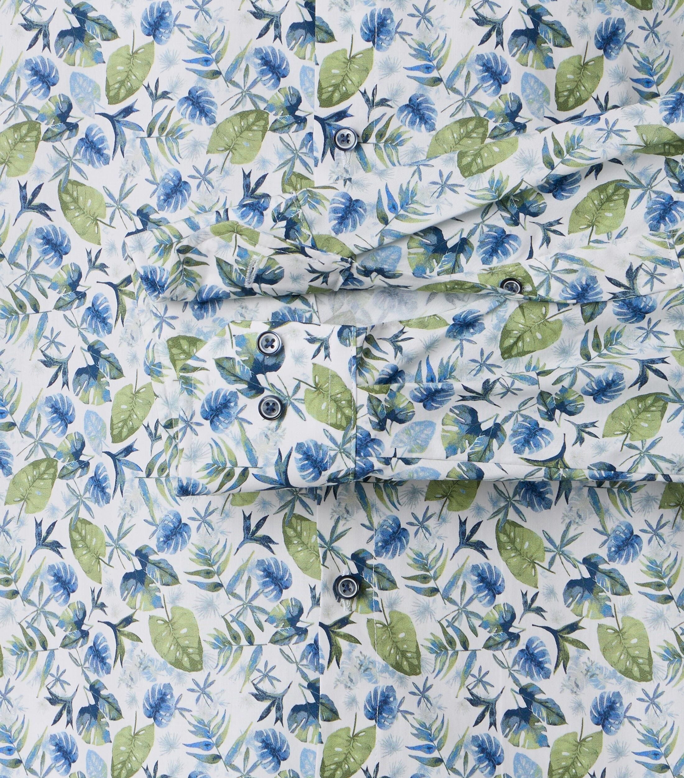 VENTI modern fit overhemd, popeline, wit, blauw, groen dessin