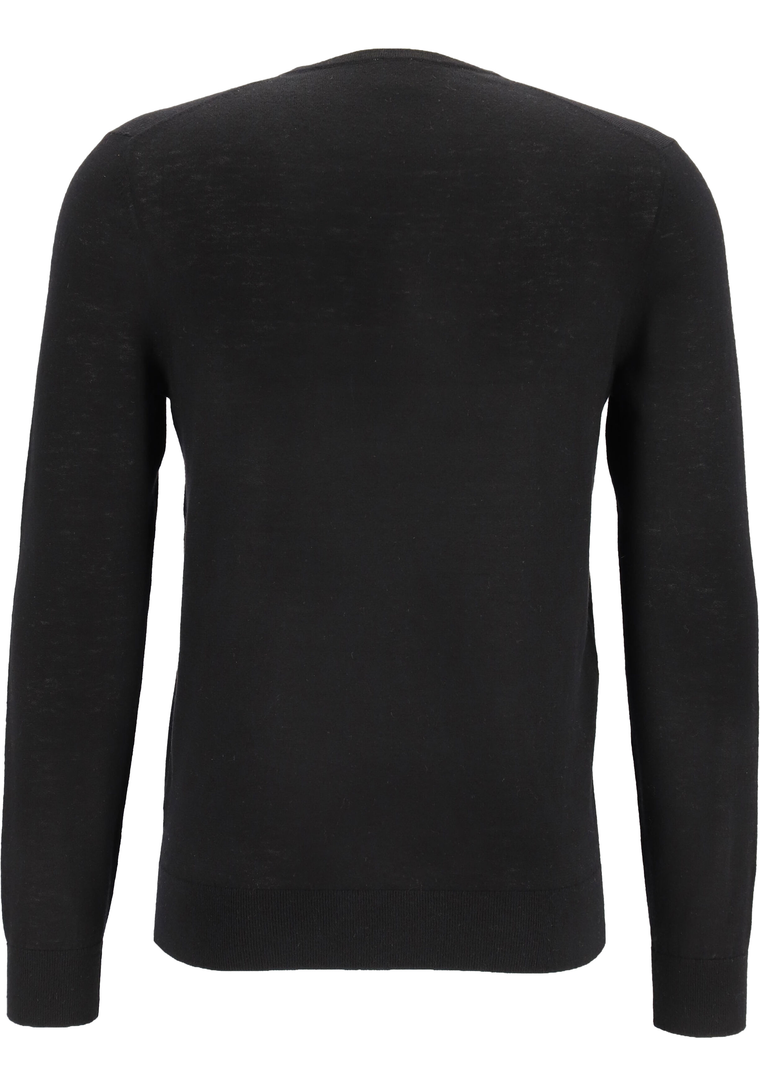 OLYMP Level 5 body fit trui wol met zijde, V-hals, zwart