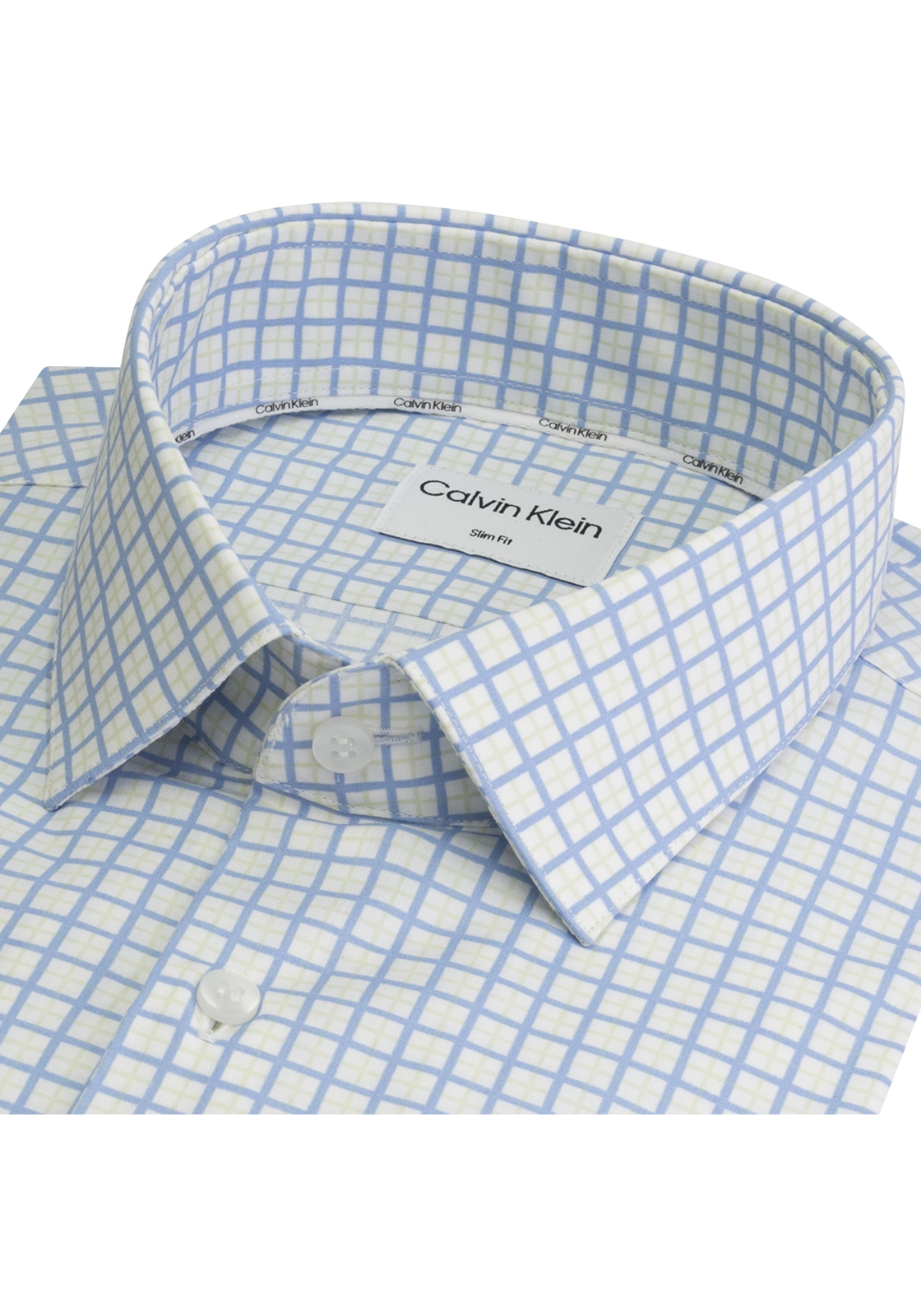 image_3_K10K112882YAF_D_C4161wid2000amphei2000ampop_usm1710 Calvin Klein slim fit overhemd, Poplin Check Print Slim Shirt, wit met lichtblauw geruit