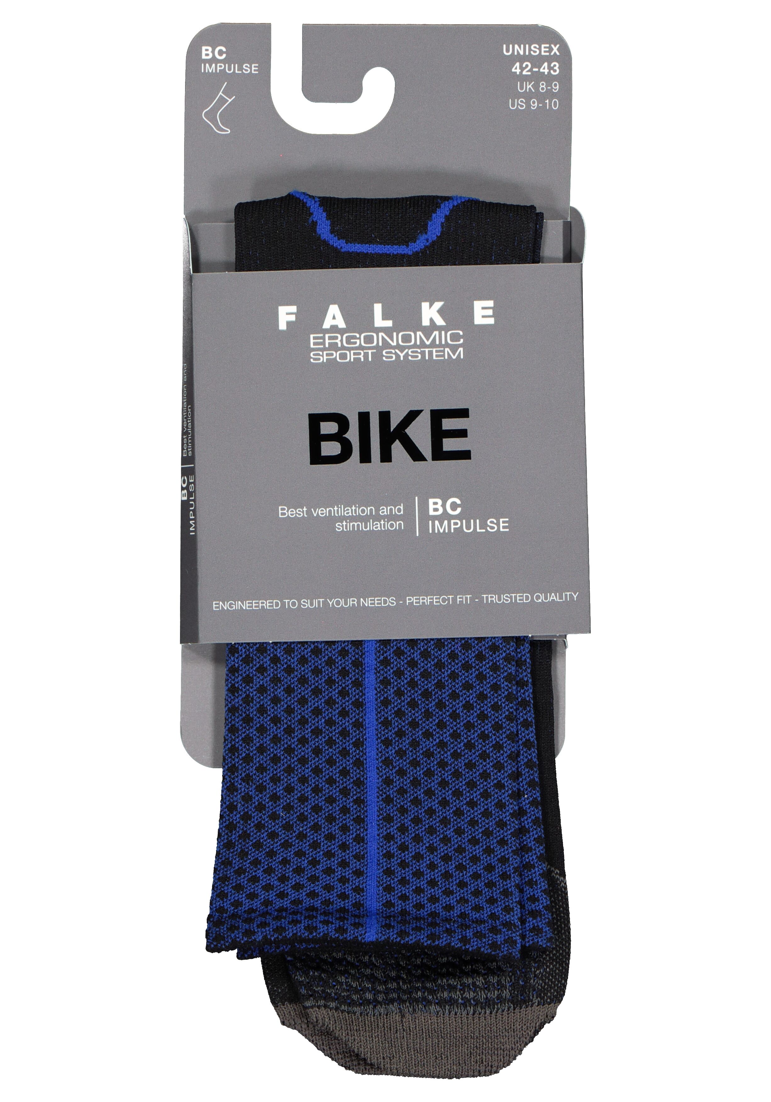 FALKE BC Impulse unisex fietssokken, zwart-blauw (black)