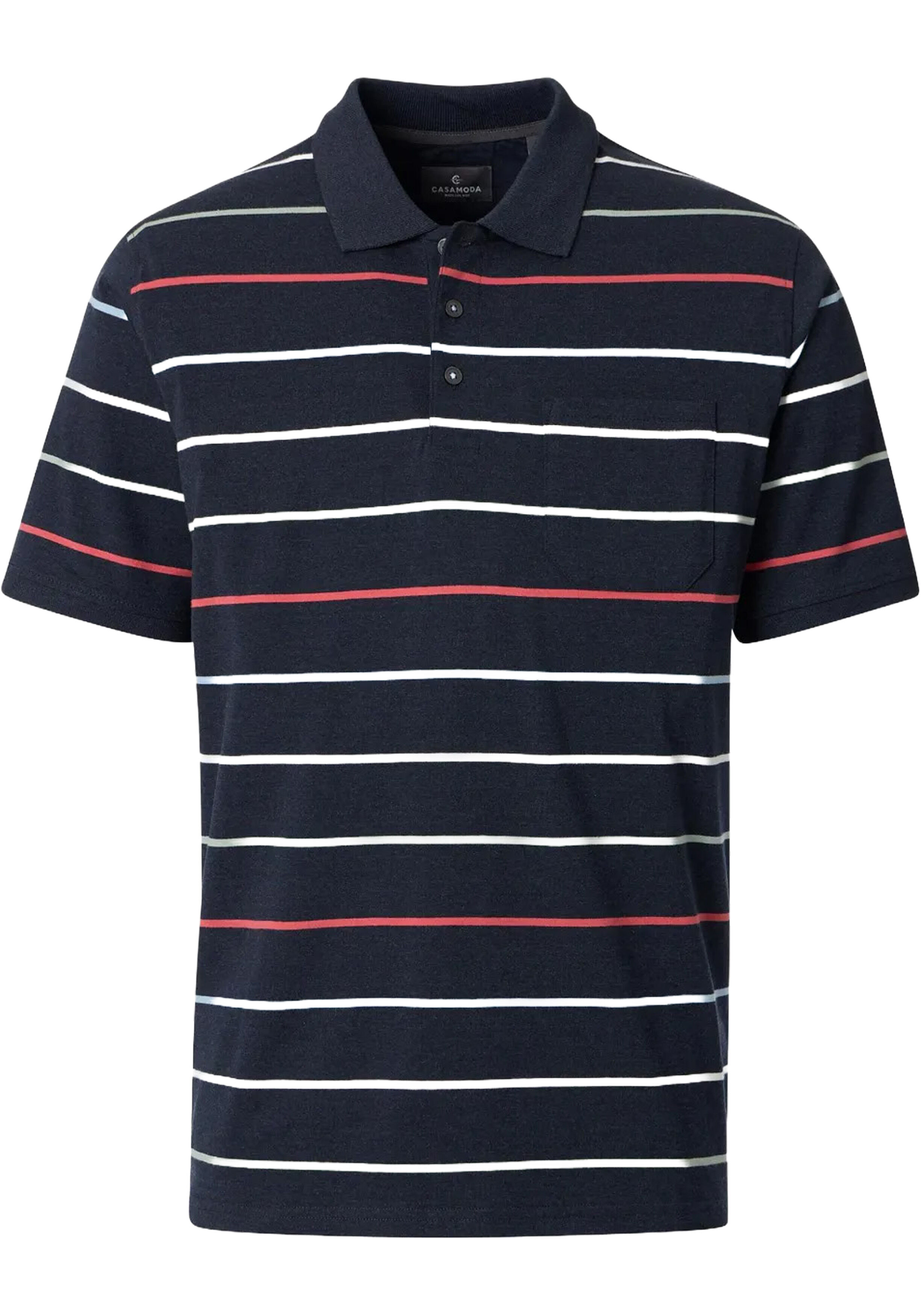 CASA MODA comfort fit heren polo, blauw dessin