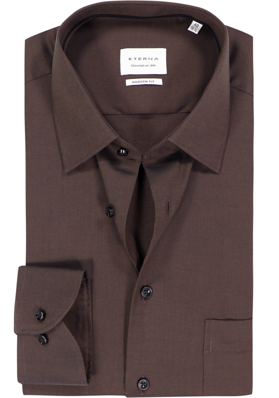 ETERNA modern fit overhemd, natte, bruin ETERNA modern fit overhemd, natte, bruin