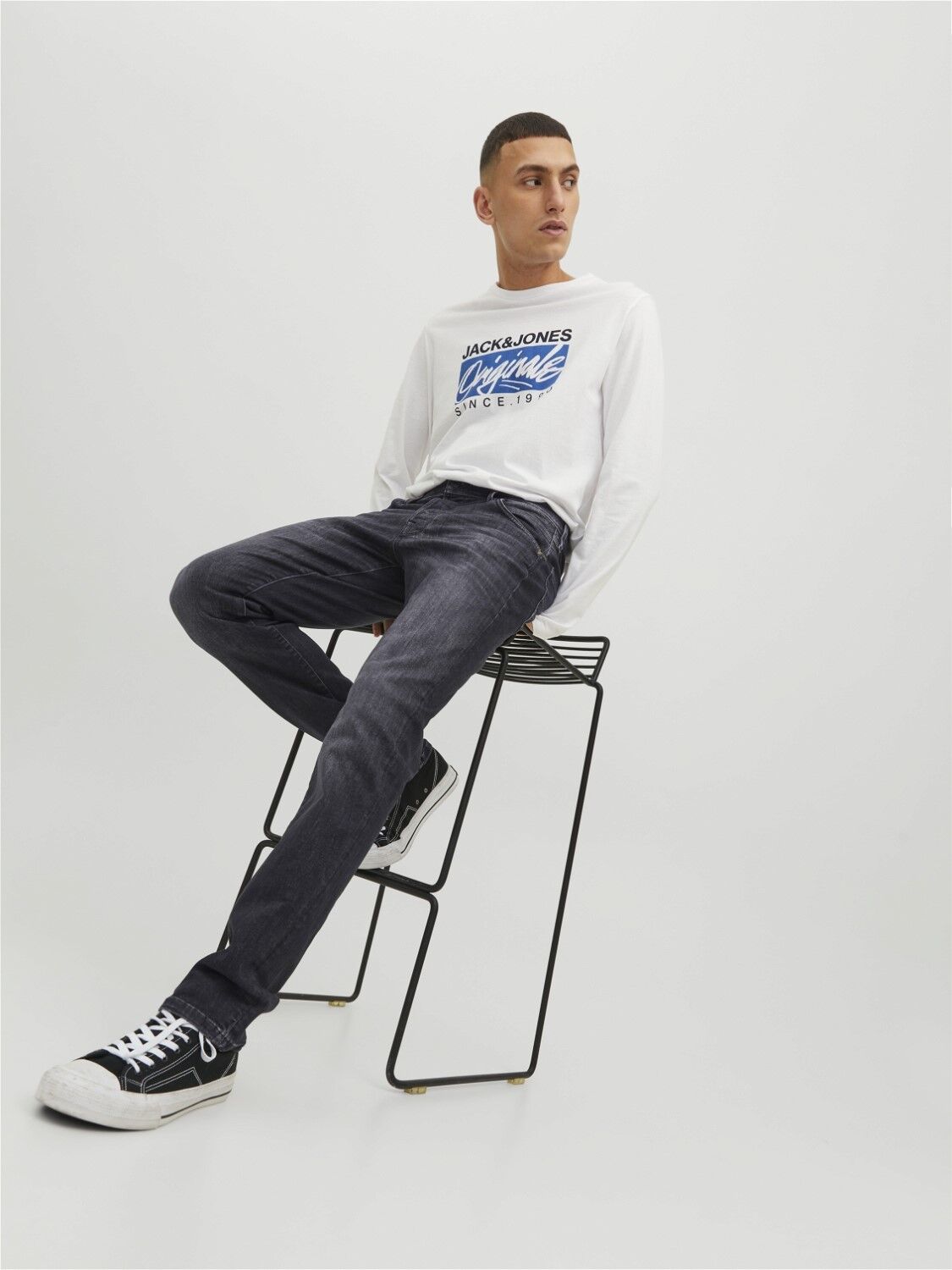 JACK & JONES Glenn Fox loose fit, heren jeans, zwart denim