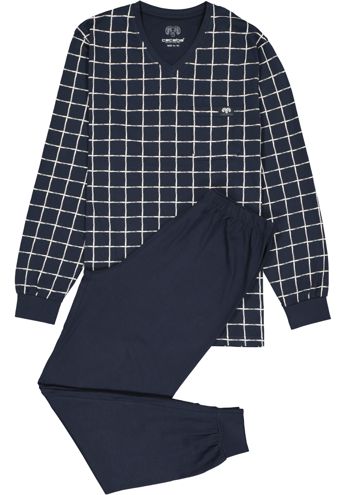 1-4059995154362_ceceba_pyjama_HR Ceceba heren pyjama, donkerblauw met wit geruit
