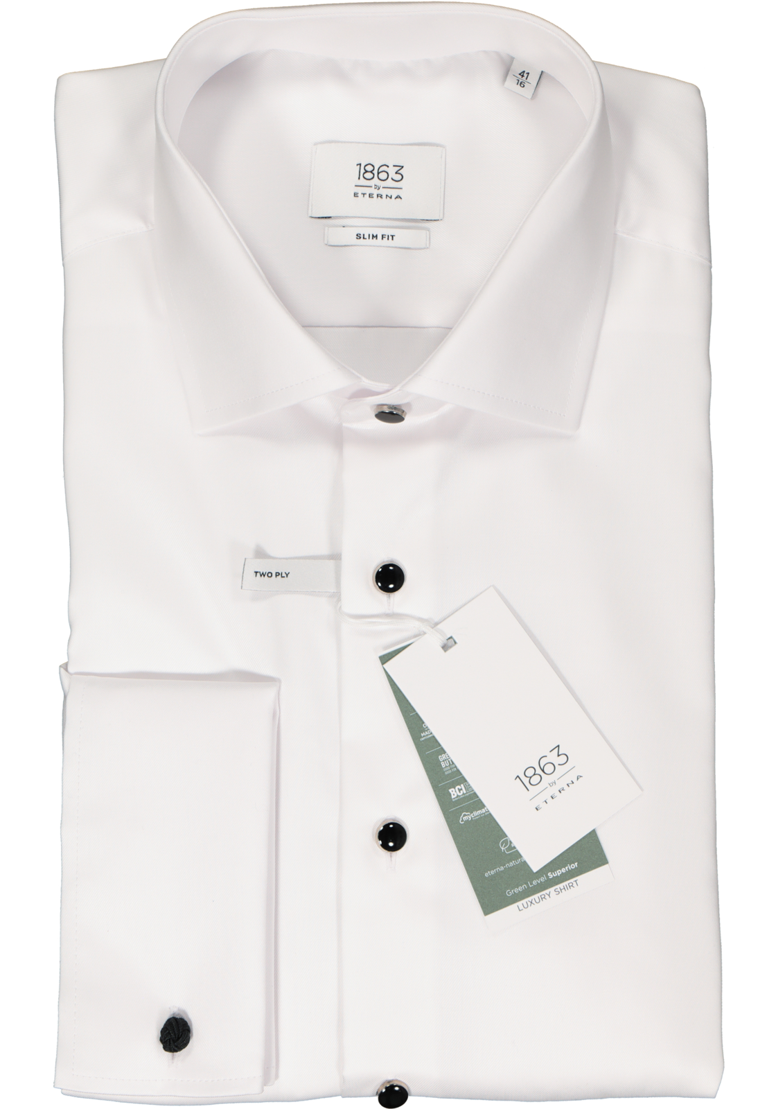 2-4067159066758_eterna-overhemd_HR ETERNA slim fit overhemd, twill met dubbele manchet, wit