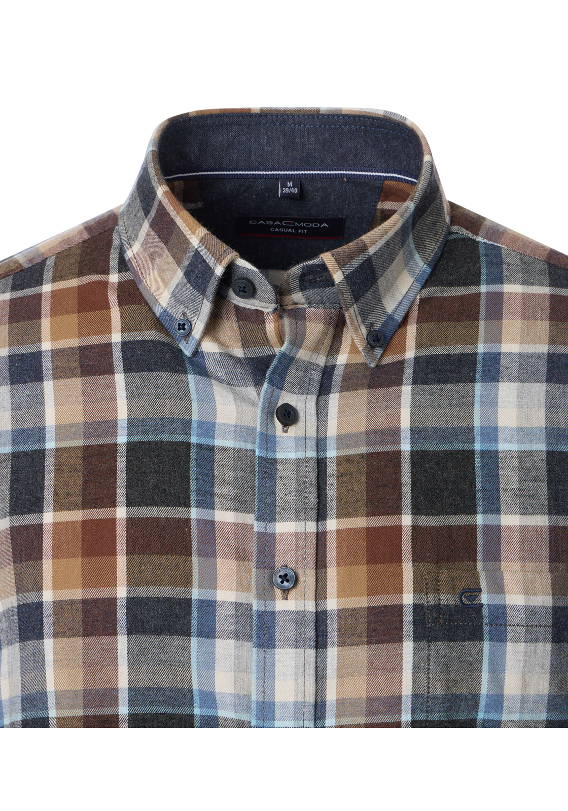 CASA MODA Sport casual fit overhemd, flanel, grijs geruit - 444307600-750 CASA MODA Sport casual fit overhemd, flanel, grijs geruit - 444307600-750