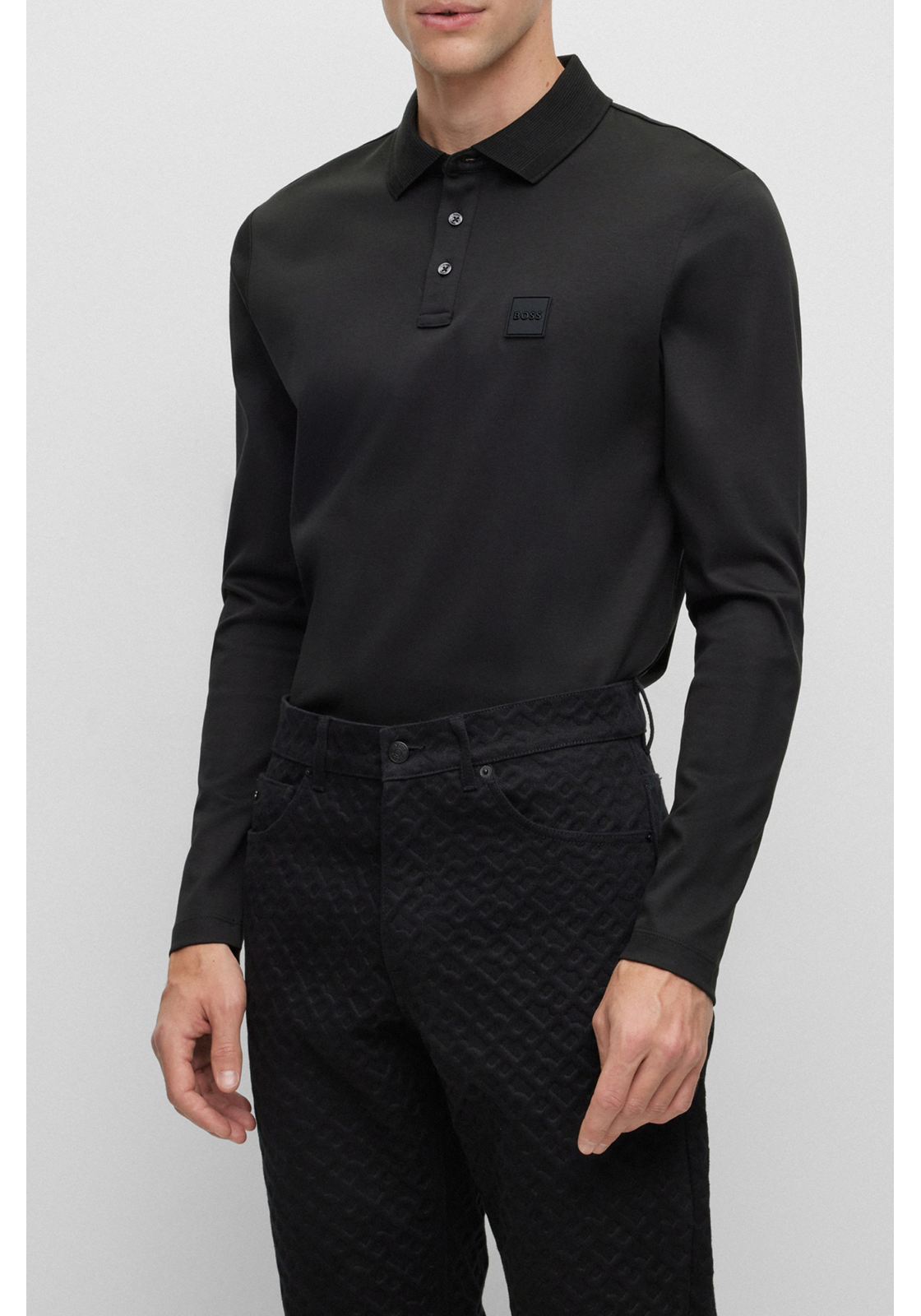 3-4063538142648-hugo_boss-poloshirt_HR BOSS Pado regular fit polo lange mouw, jersey, zwart