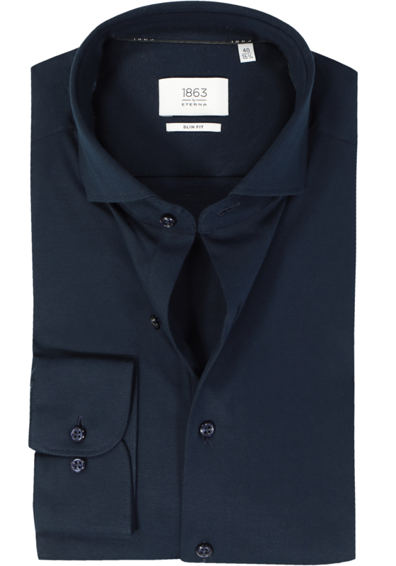 ETERNA 1863 slim fit casual Soft tailoring overhemd, jersey heren overhemd, donkerblauw ETERNA 1863 slim fit casual Soft tailoring overhemd, jersey heren overhemd, donkerblauw