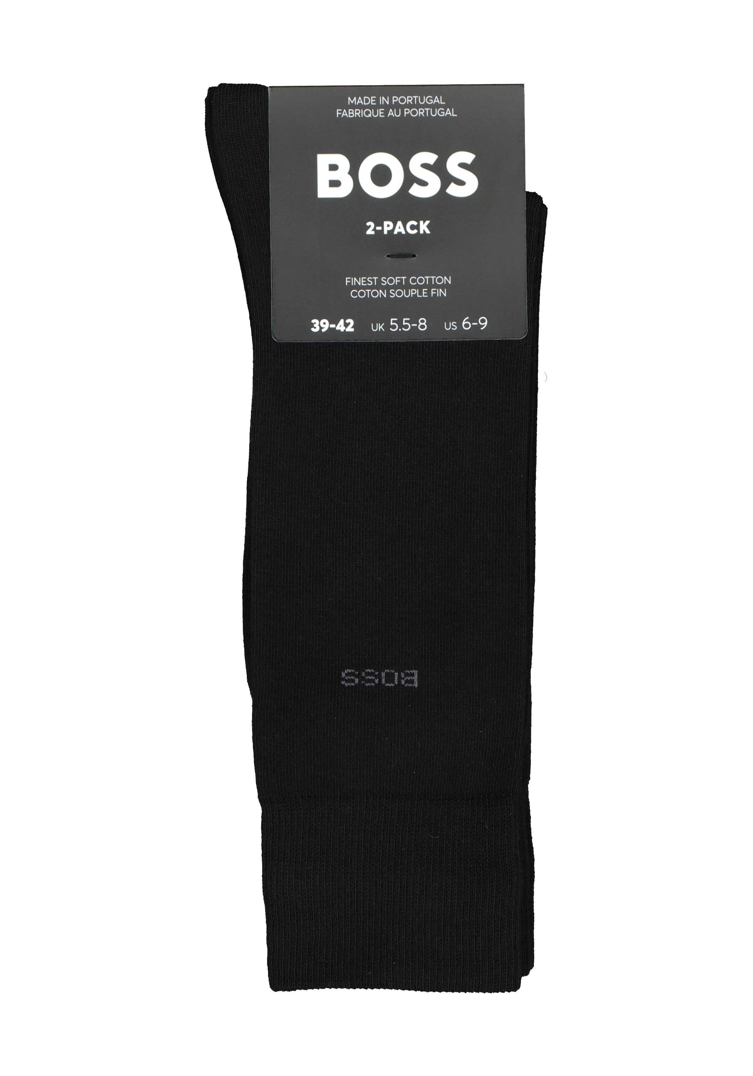 BOSS Cotton Uni (2-pack), herensokken katoen, zwart