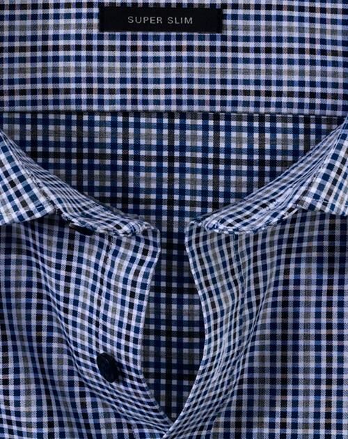 OLYMP No. 6 Six super slim fit overhemd, popeline, marineblauw geruit