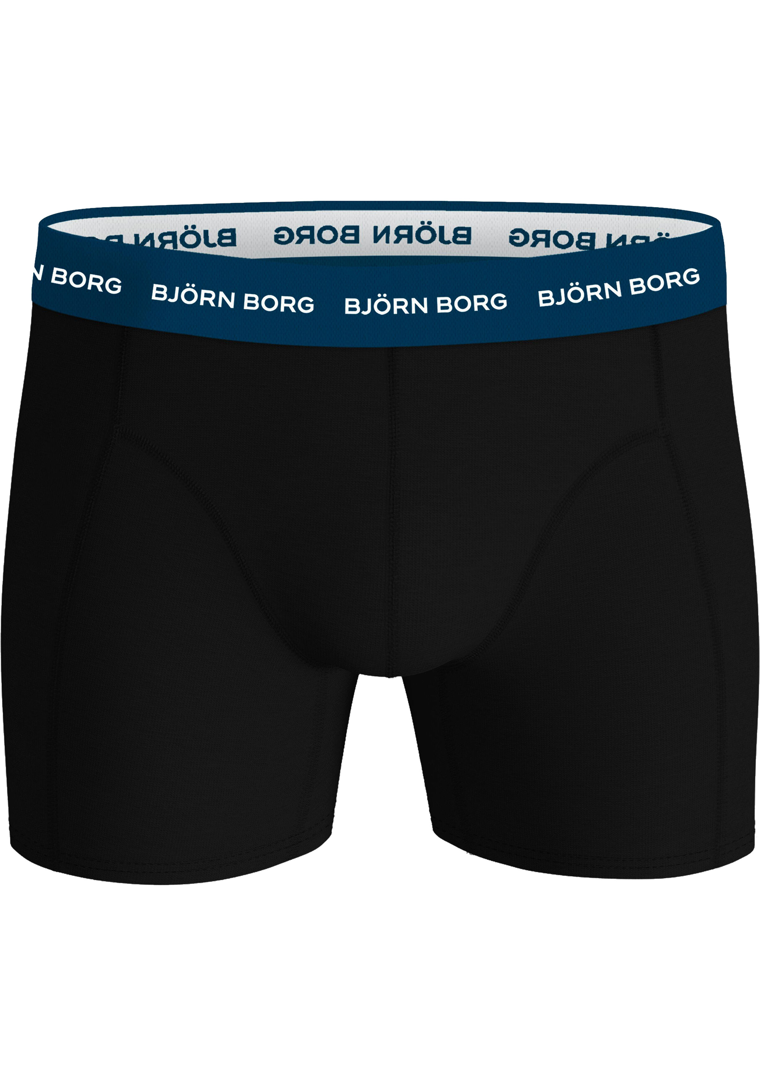 Bjorn Borg Cotton Stretch boxers, heren boxers normale lengte (5-pack), navy blauw, zwart, print, navy blauw, zwart