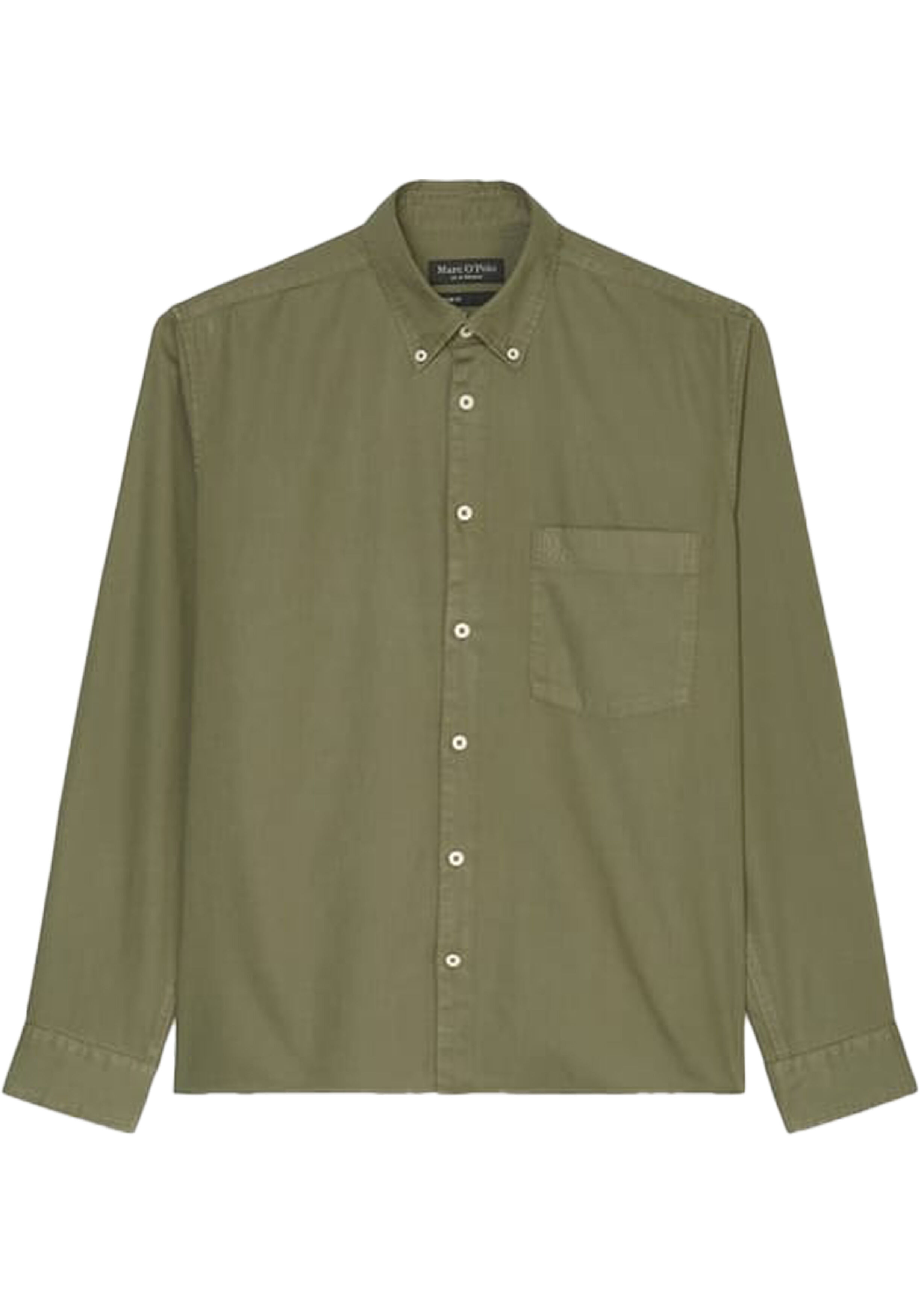 Marc O'Polo regular fit heren overhemd, popeline, olijfgroen
