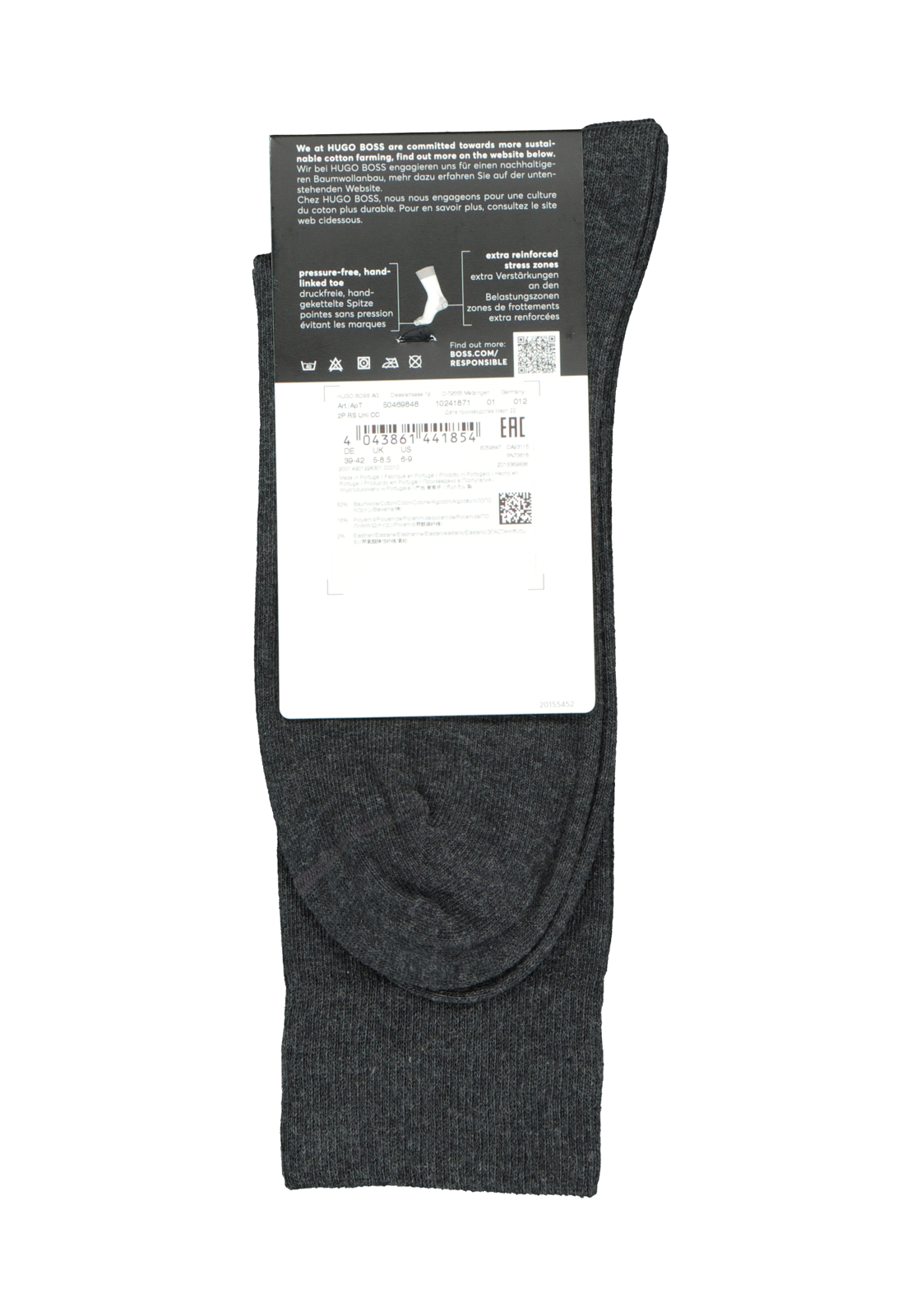 4-4043861441854_hugo_boss_sokken_2p_HR BOSS Cotton Uni (2-pack), herensokken katoen, antraciet grijs