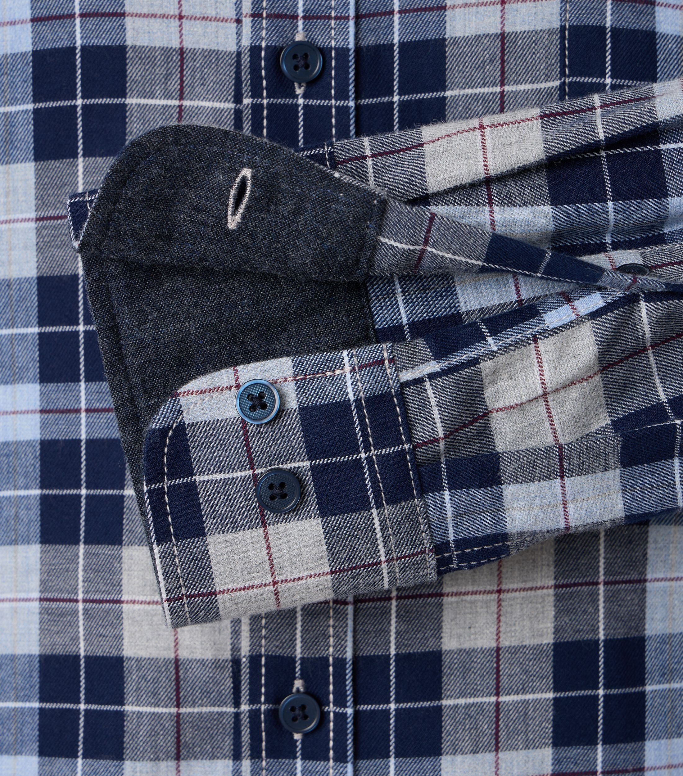 CASA MODA Sport casual fit overhemd, flanel, blauw geruit - 444309000-100