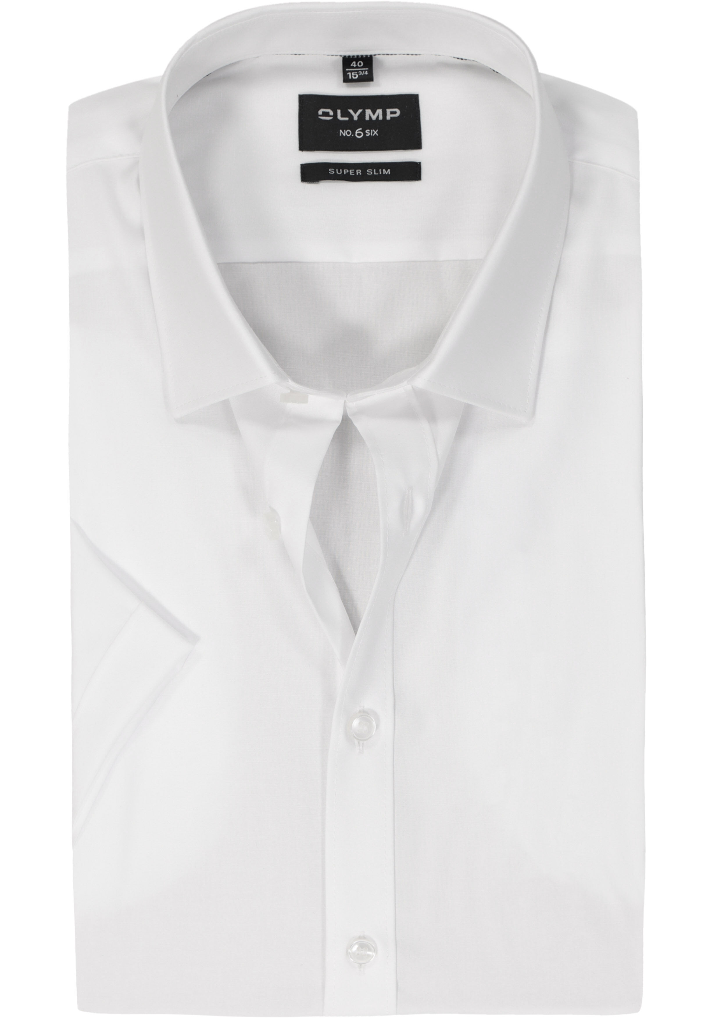 OLYMP No. 6 Six super slim fit overhemd, korte mouw, popeline, wit