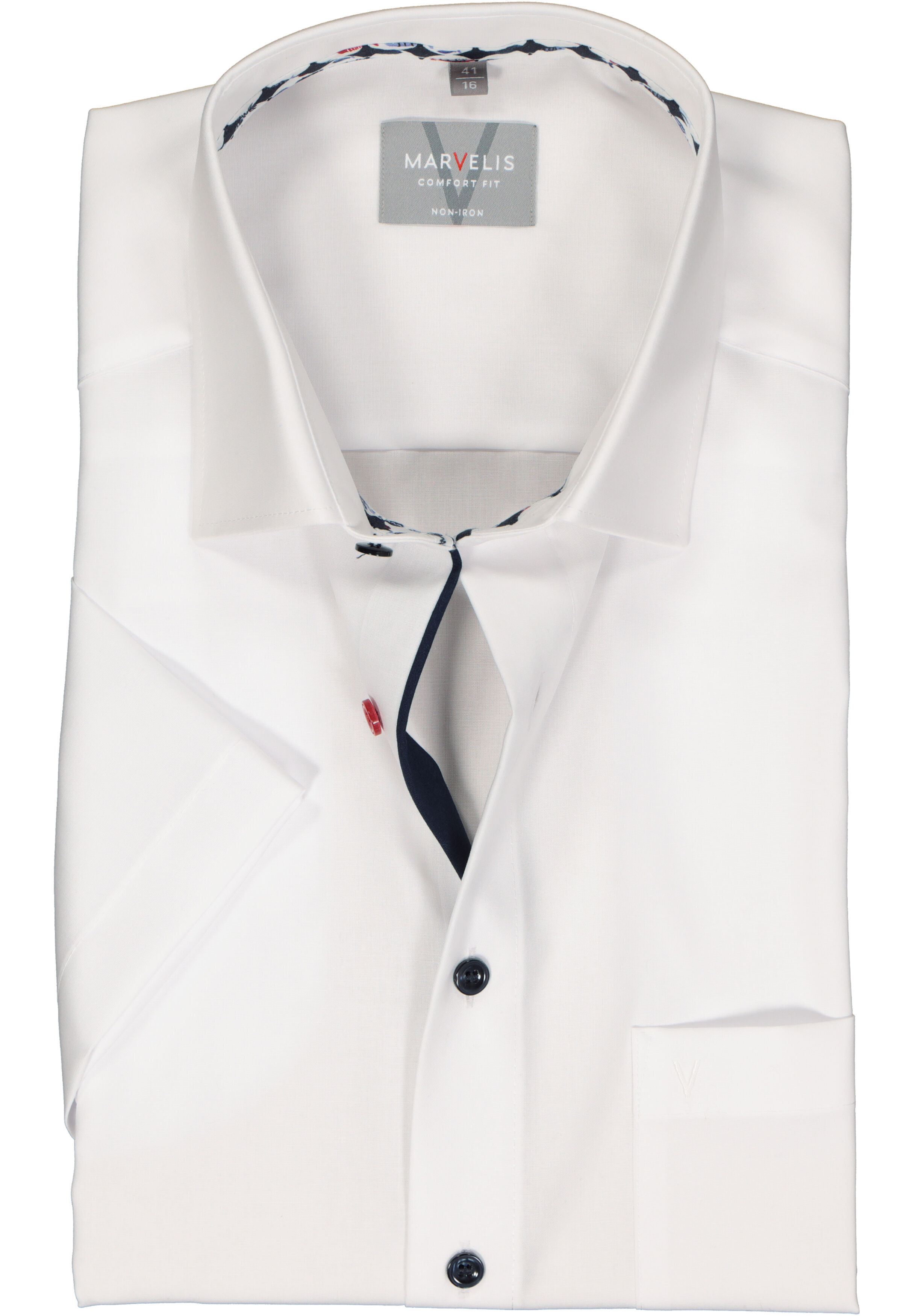 MARVELIS comfort fit overhemd, korte mouw, popeline, wit